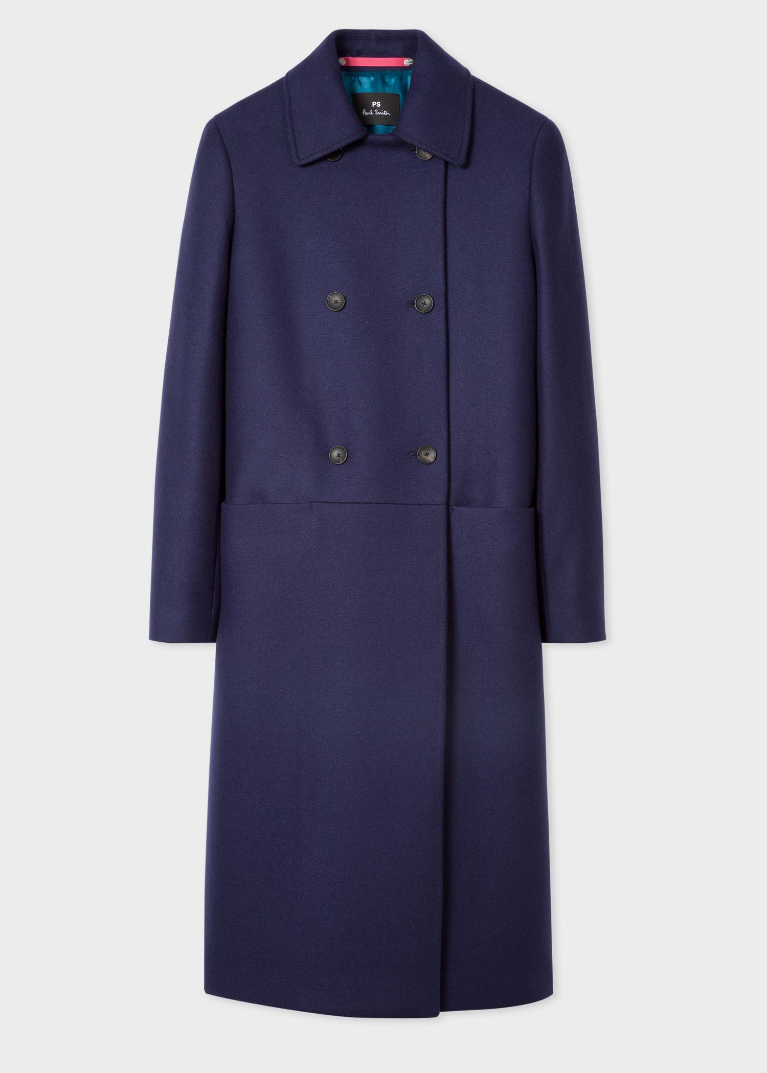 Lyst - Paul Smith Navy Double-Breasted Wool-Cashmere Overcoat in Blue