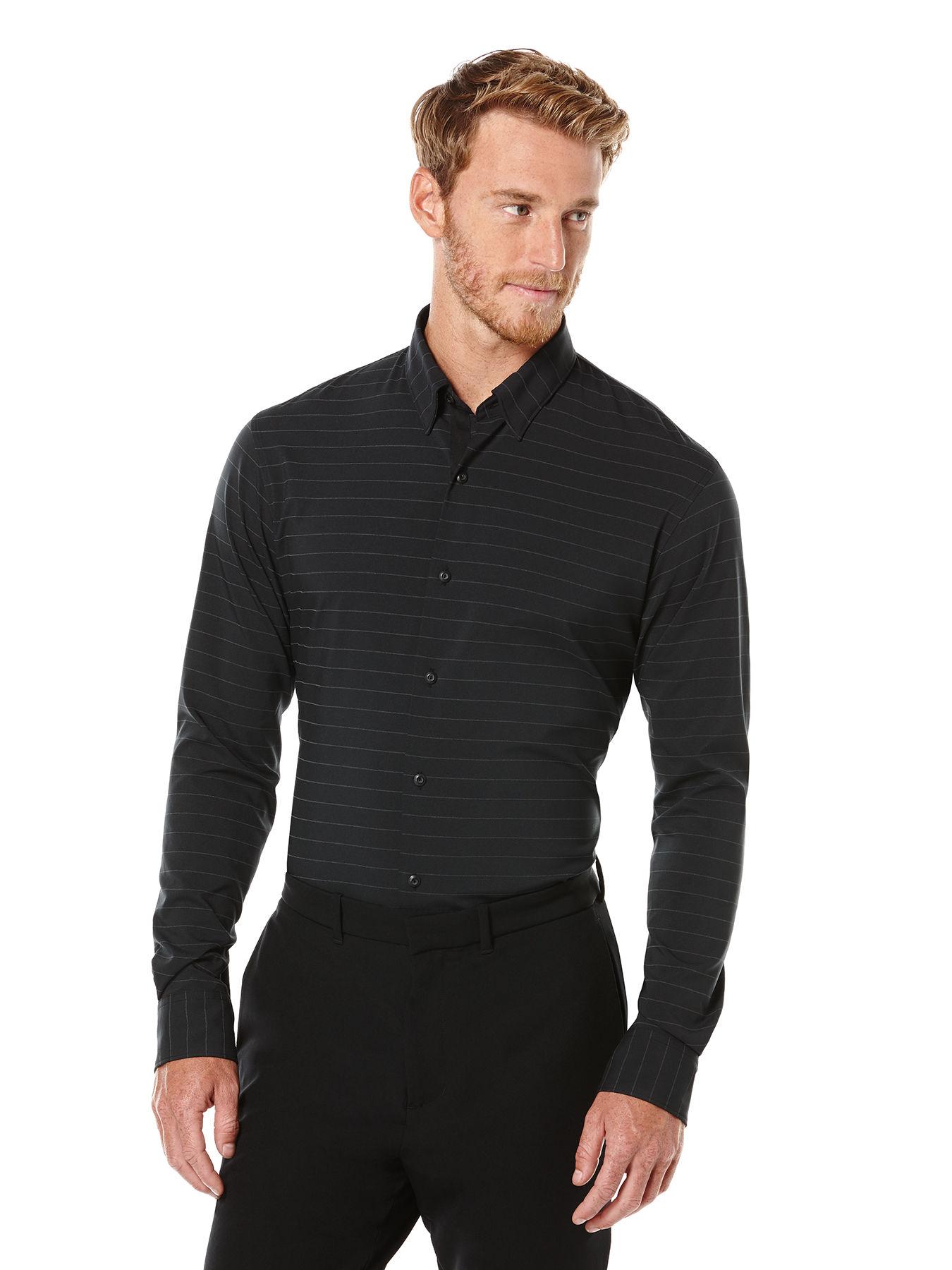 Lyst - Perry ellis Long Sleeve Reflective Stripe Shirt in Black for Men