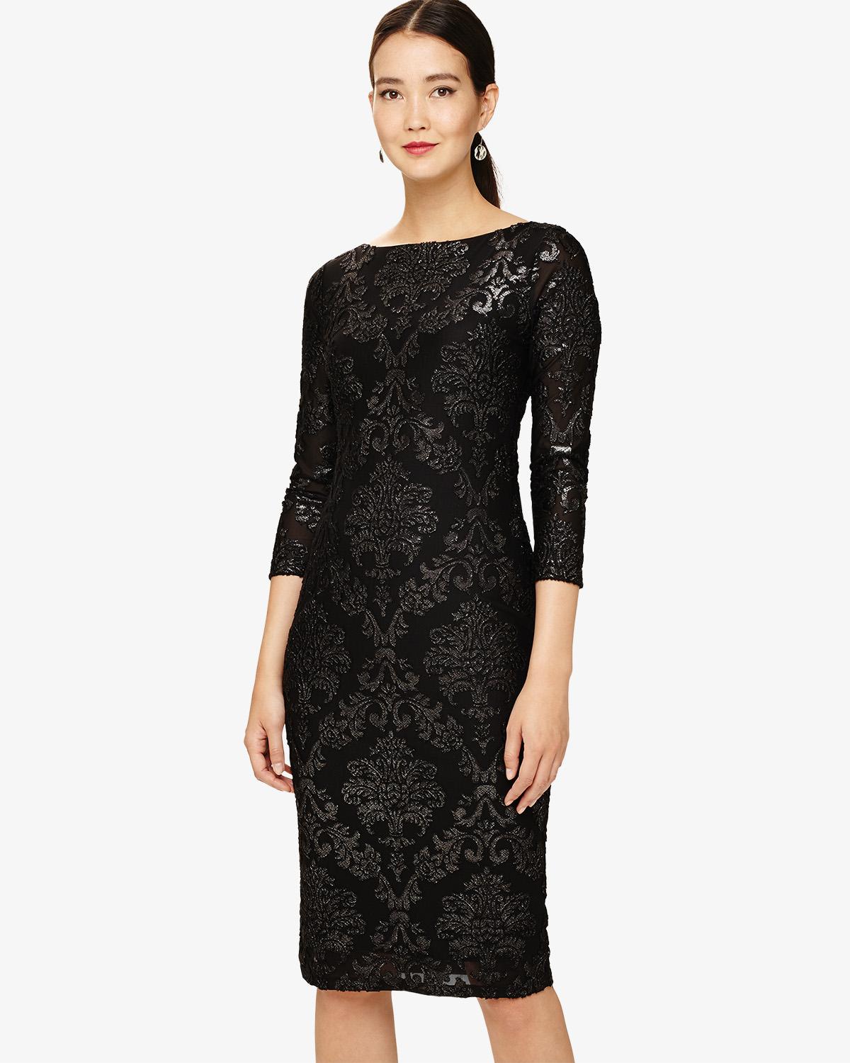 Lyst - Phase Eight Petra Burnout Dress in Black