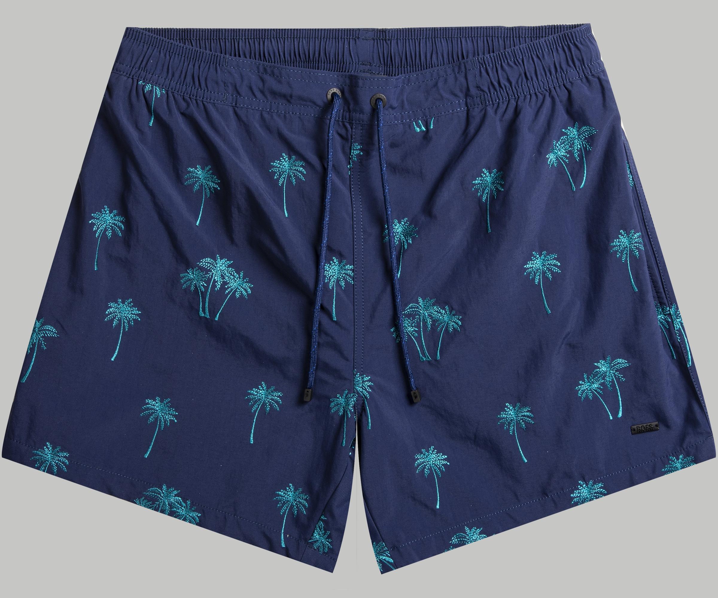 BOSS 'piranha' Palm Tree Swim Shorts Navy in Blue for Men Lyst