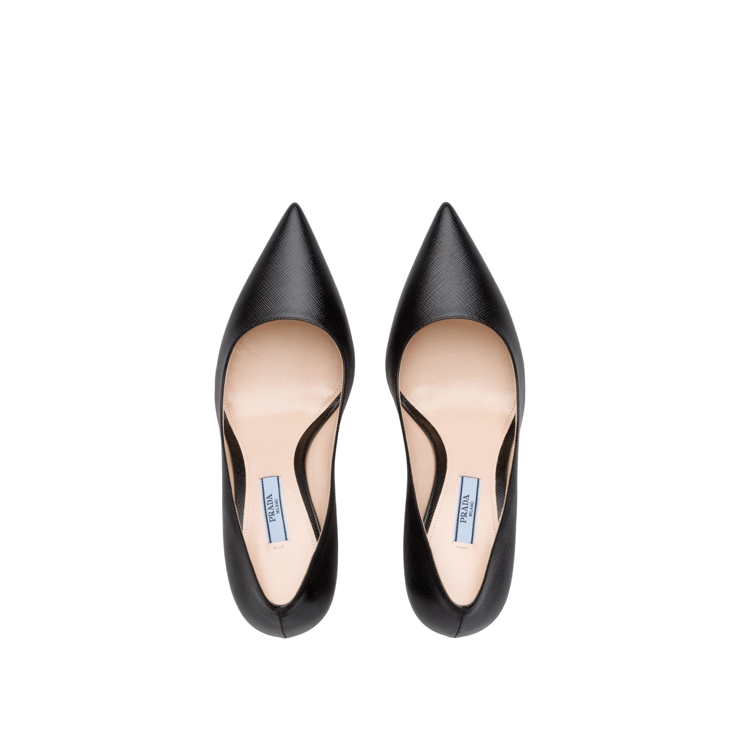 prada patent saffiano leather 85mm pumps