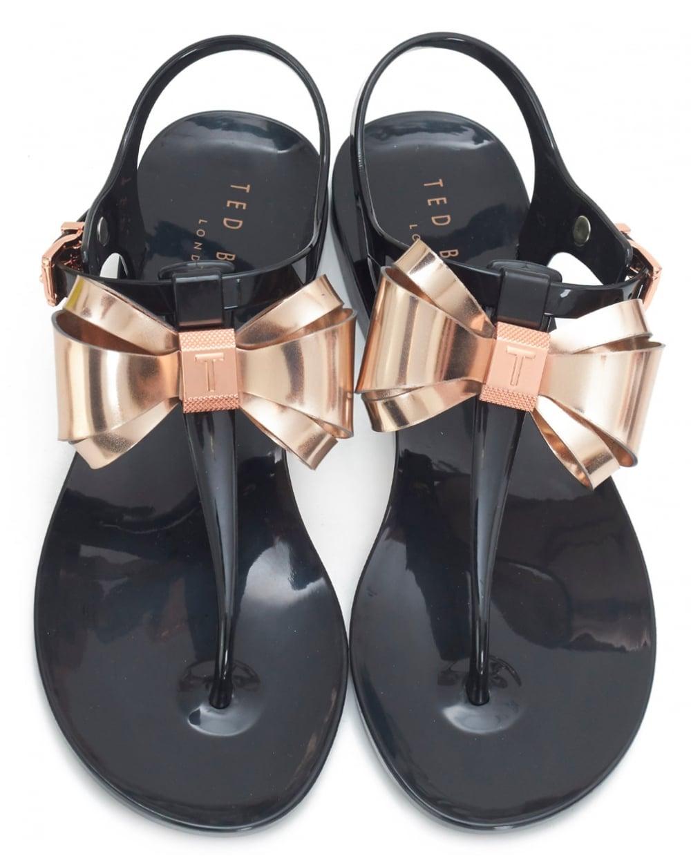 Ted baker Ainda Jelly Bow Toe Post Flip Flops in Black | Lyst