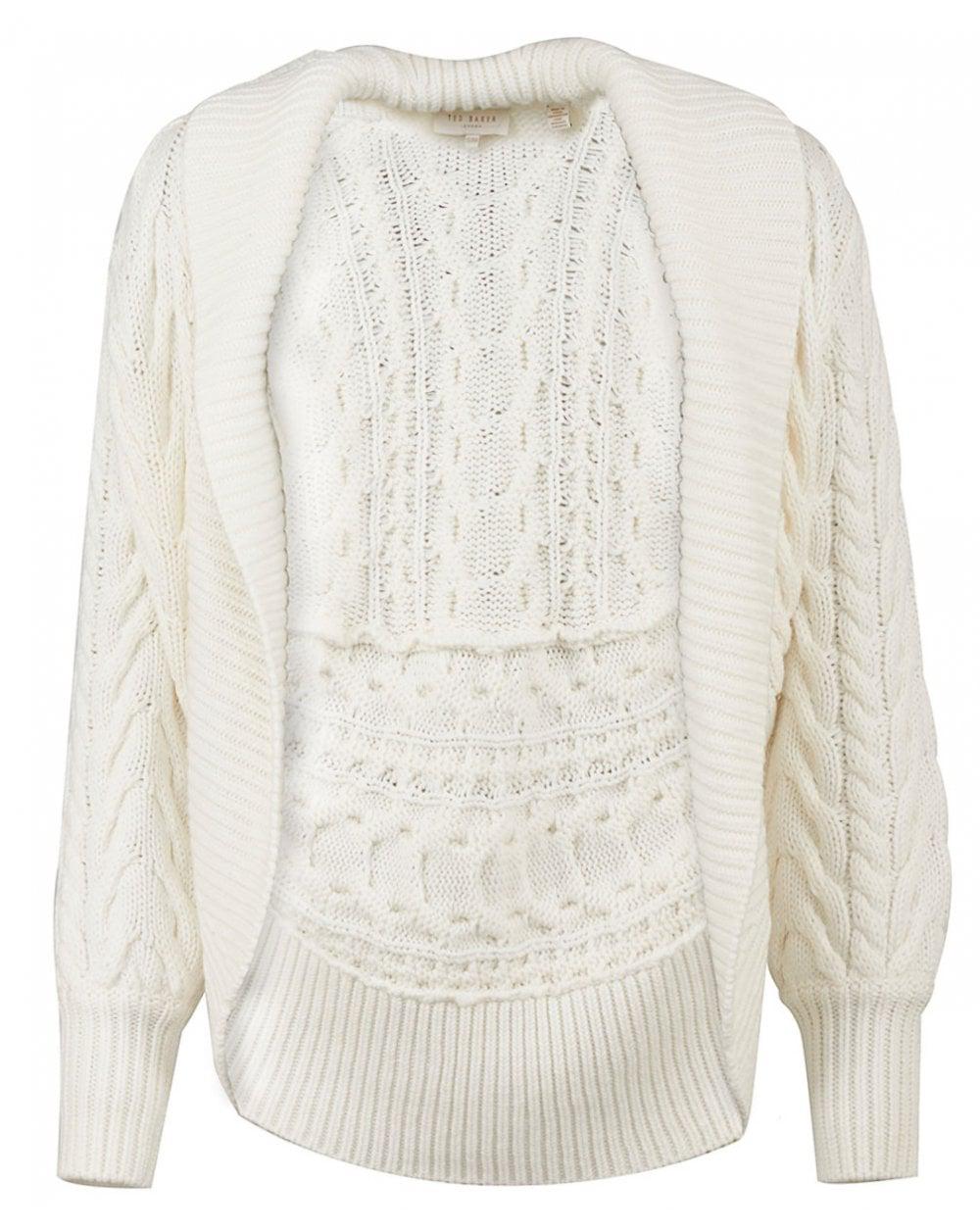 Ted Baker Wool Chunky Knit Cardigan in Ivory (White) - Lyst