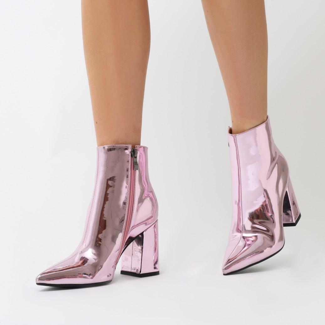 Public desire Empire Pointed Toe Ankle Boots In Pink Metallic in Pink ...