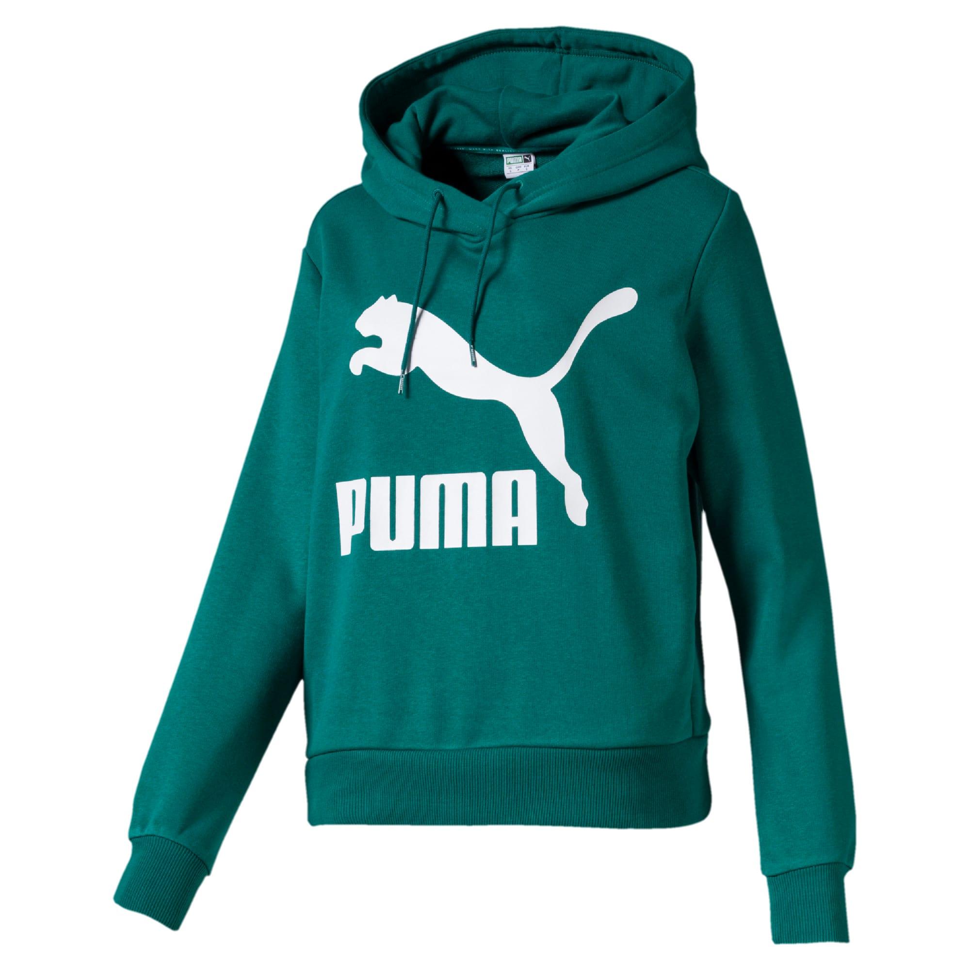 PUMA Cotton Classics Women's Logo Hoodie in Teal Green (Green) - Lyst