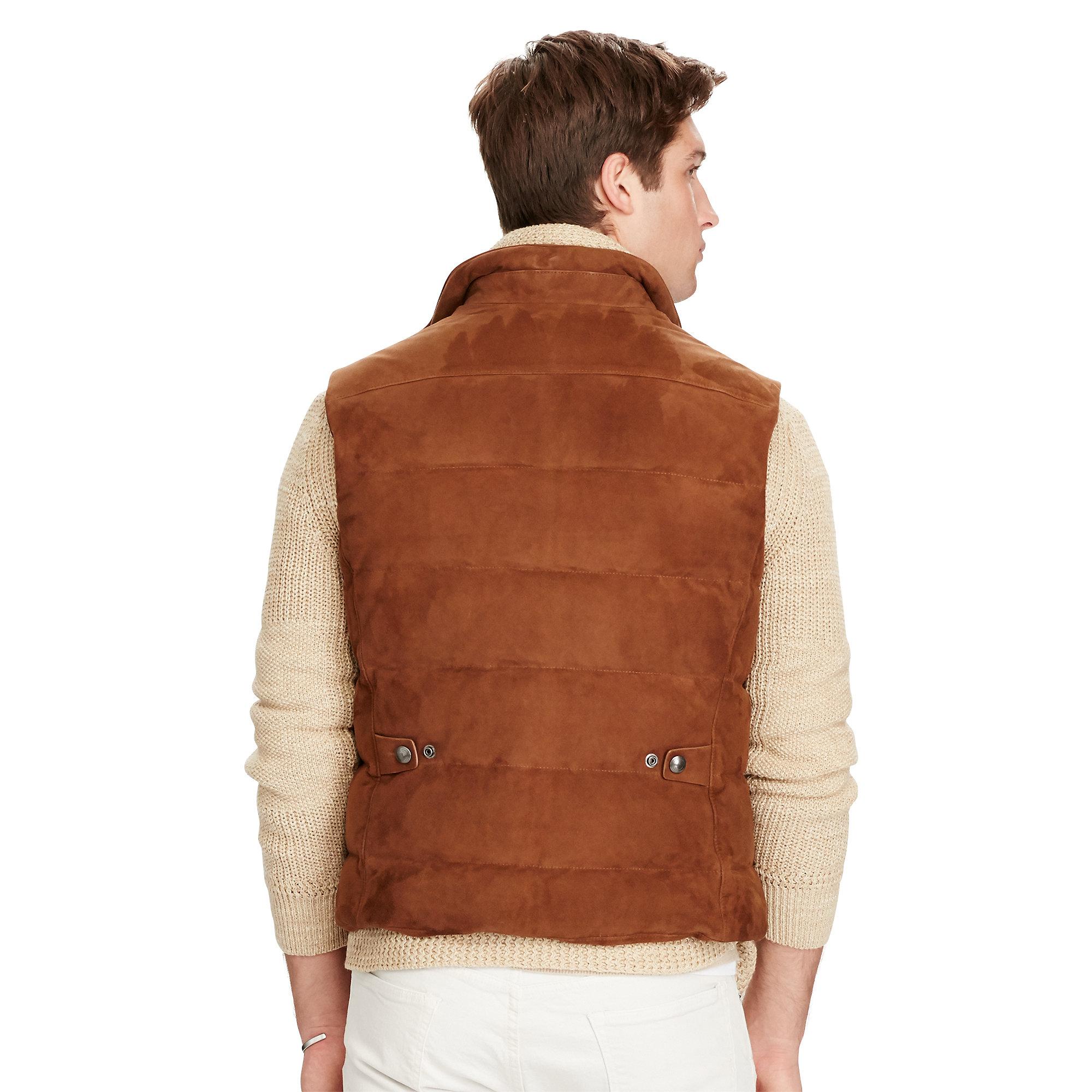 Lyst - Polo Ralph Lauren Quilted Suede-down Vest in Brown for Men