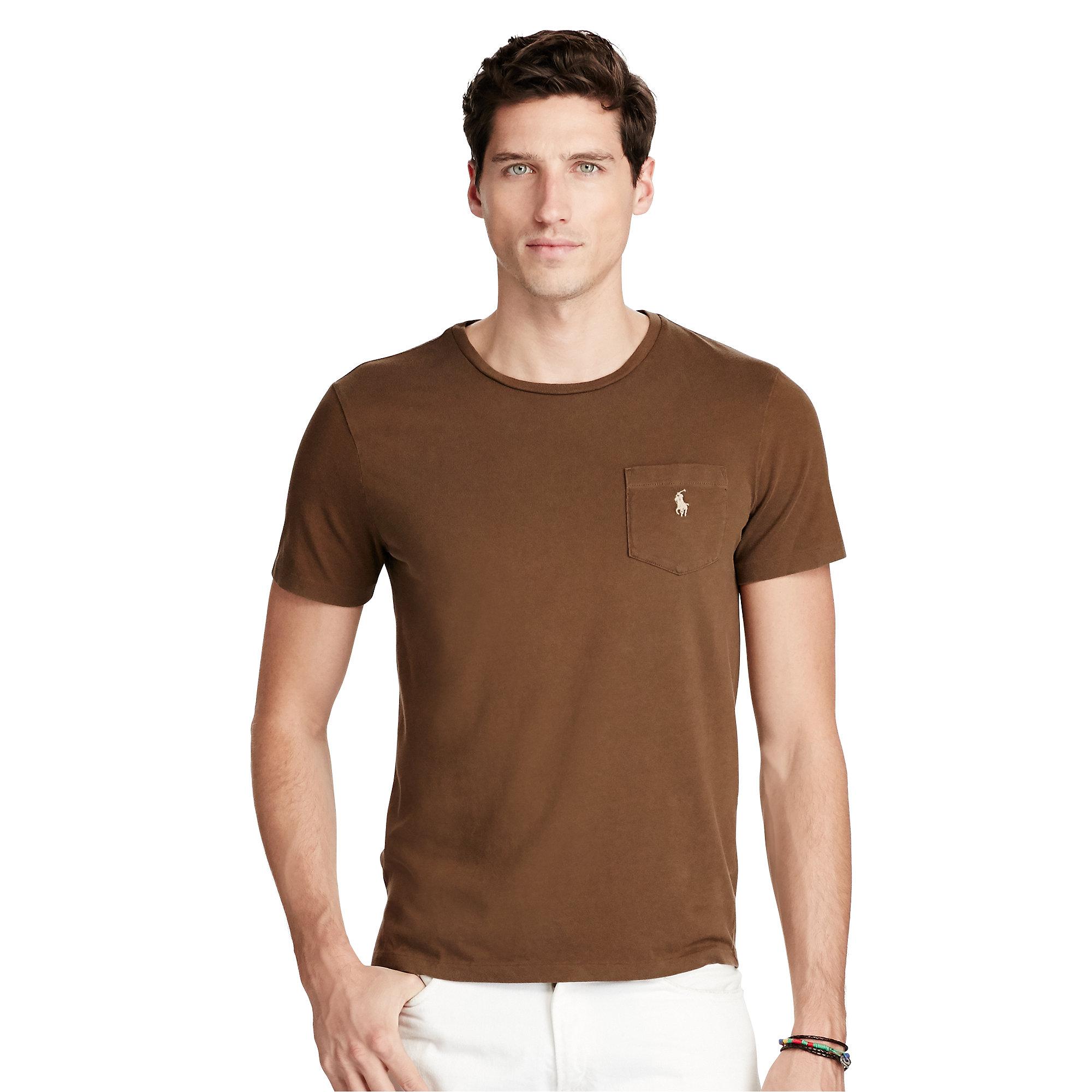 Lyst - Polo Ralph Lauren Custom Fit Cotton T-shirt in Brown for Men