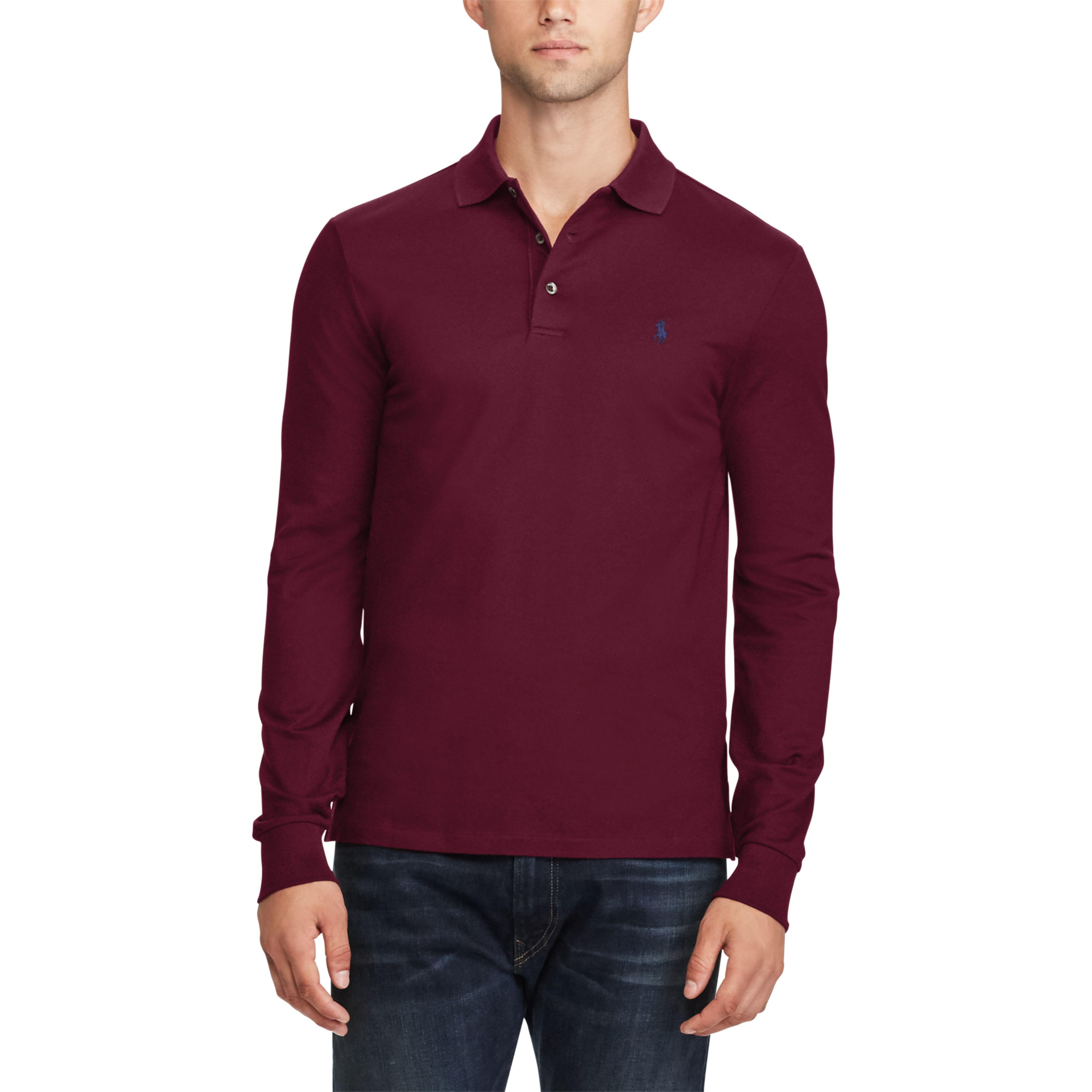 ralph lauren burgundy long sleeve polo