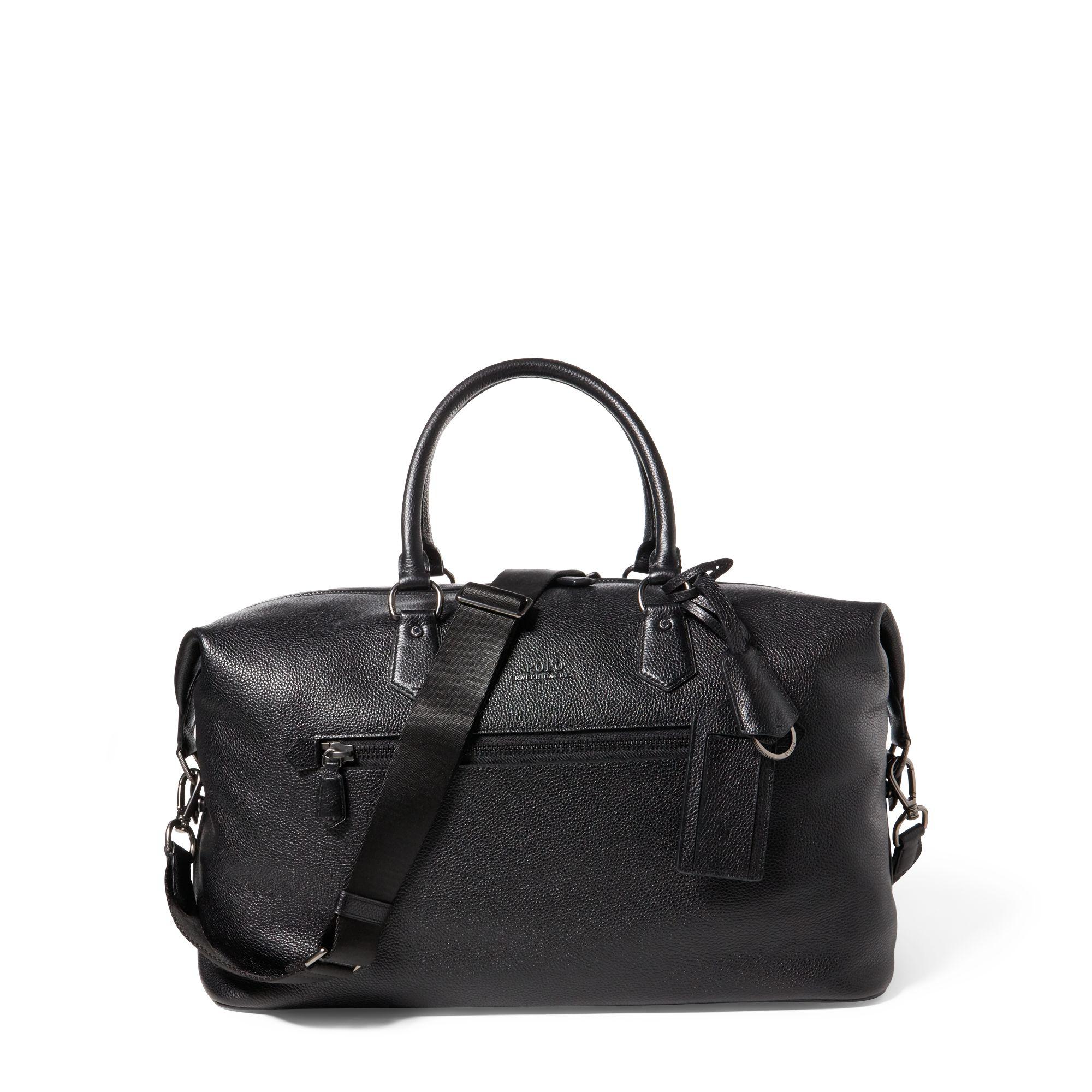 Lyst - Polo Ralph Lauren Pebbled Leather Duffel Bag in Black for Men