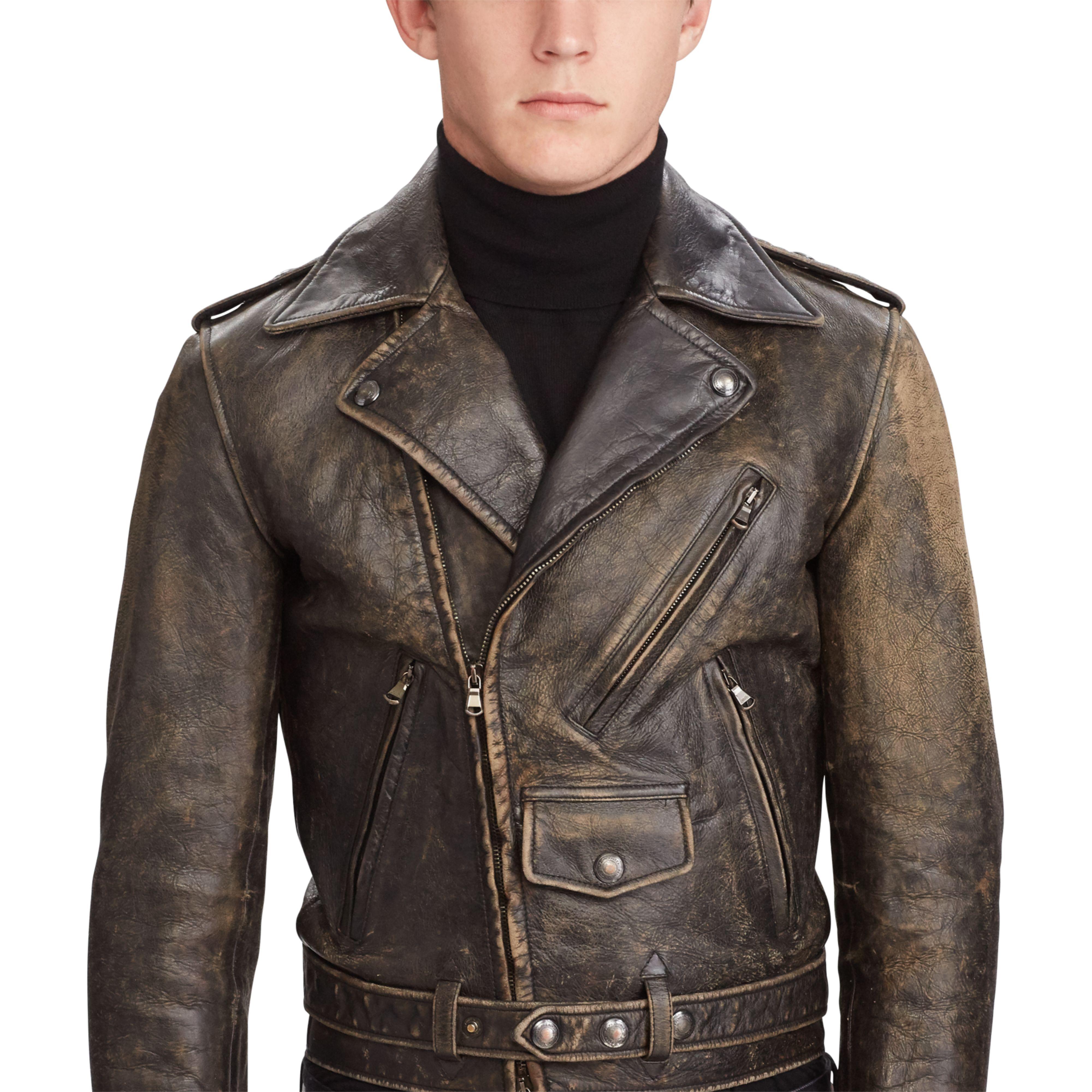polo leather biker jacket