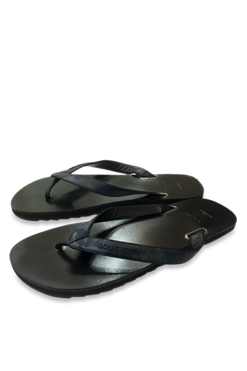 Lyst - Louis Vuitton Men&#39;s Beach Sandals Flip-flops Black And Blue Size8 in Black for Men