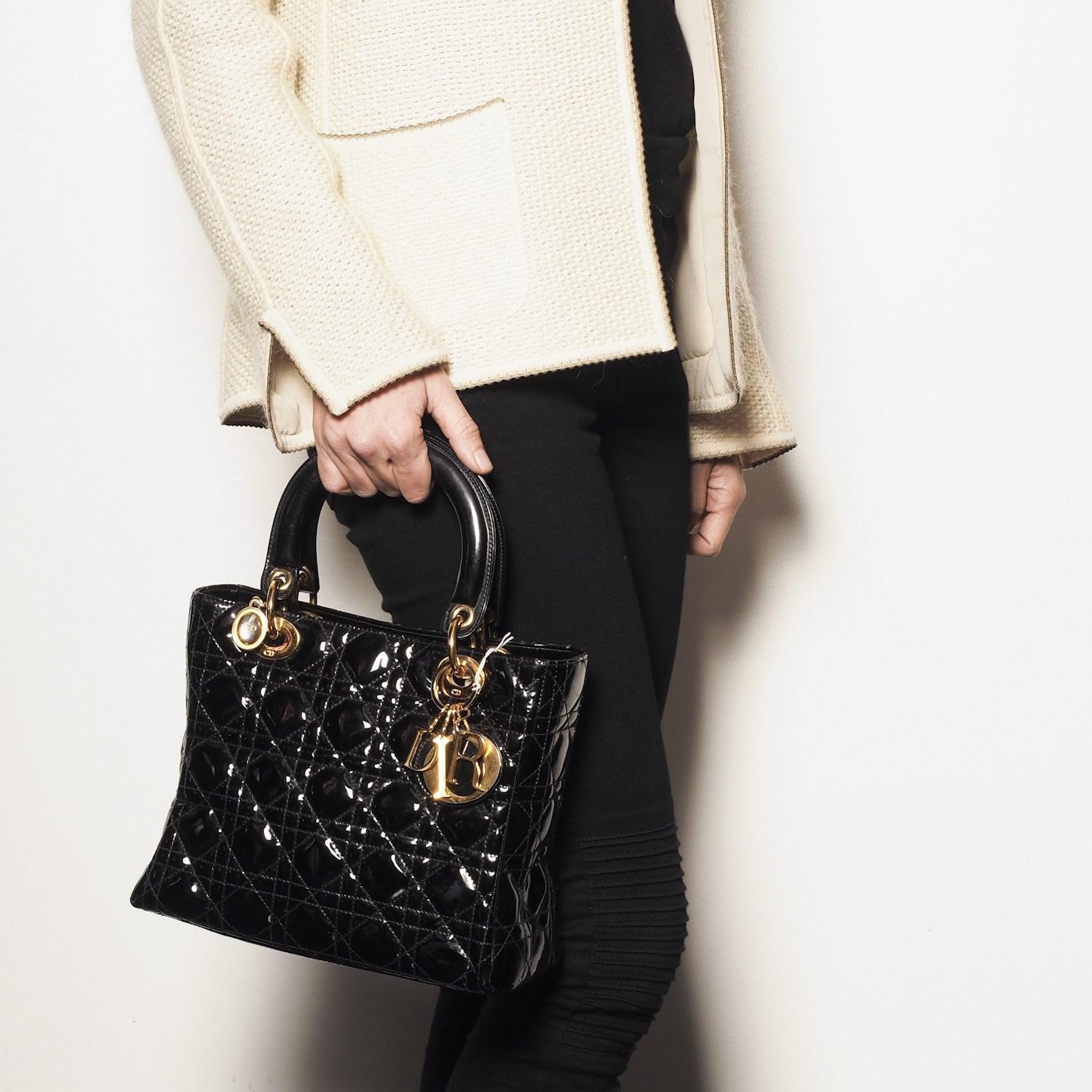 Lyst Dior Lady Vintage Handbag In Black Patent Gallery