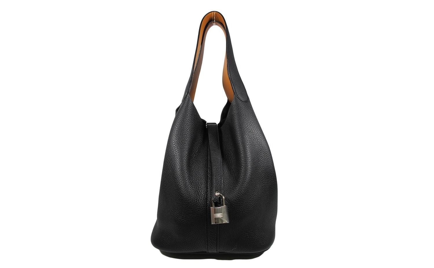 Lyst - Hermès Picotin 26 Lock Gm Bag In Black Clemence / Gold Swift in ...