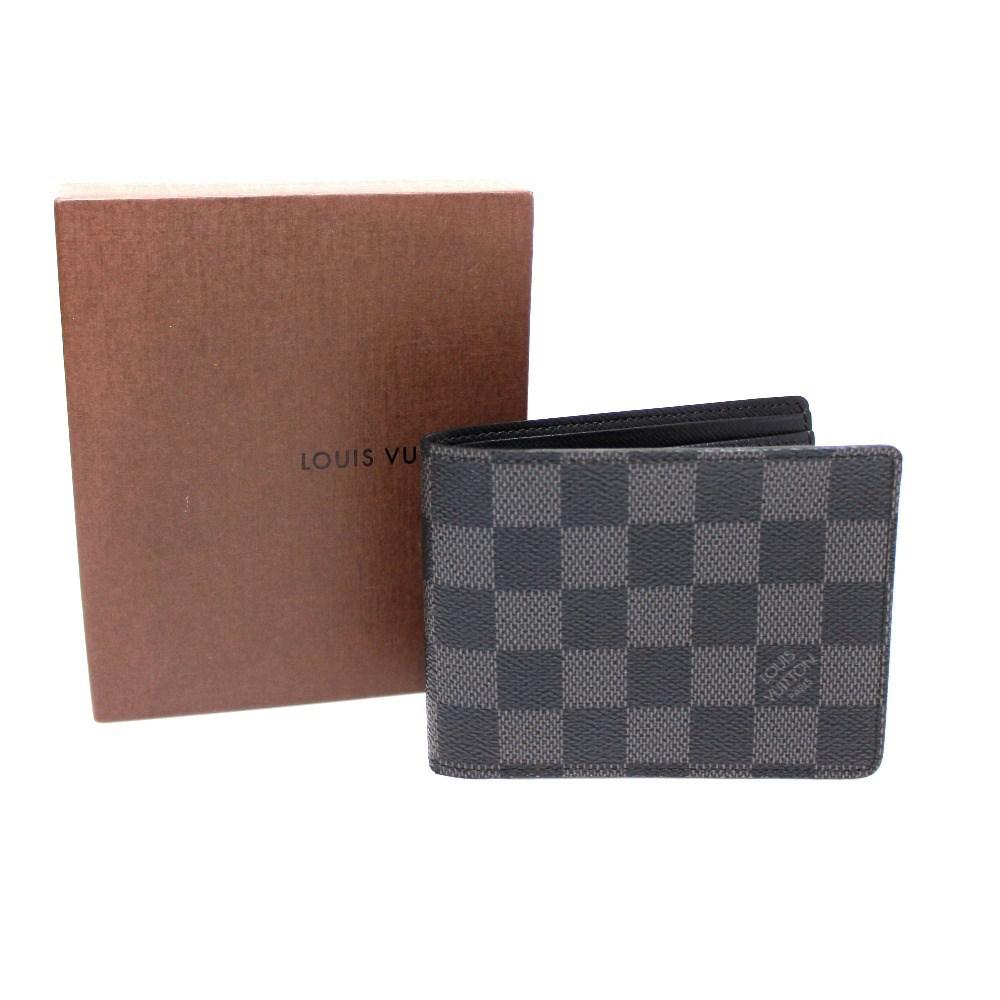 Lyst - Louis Vuitton Damier Graphite Portefeuille - Multiple Bifold Wallet Black N62663 in Black ...