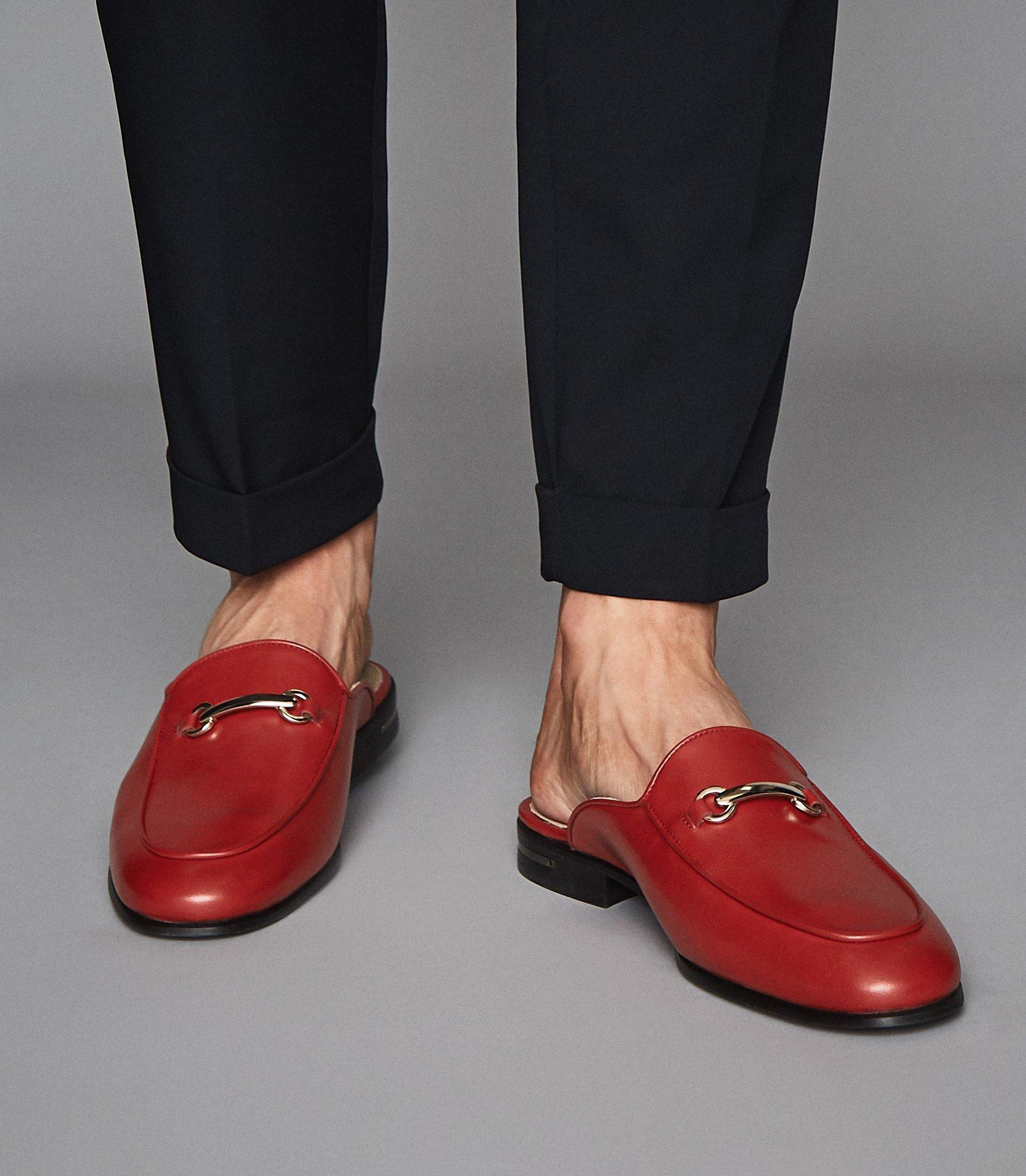 Reiss Lewis - Horsebit Leather Mules in Red for Men - Lyst