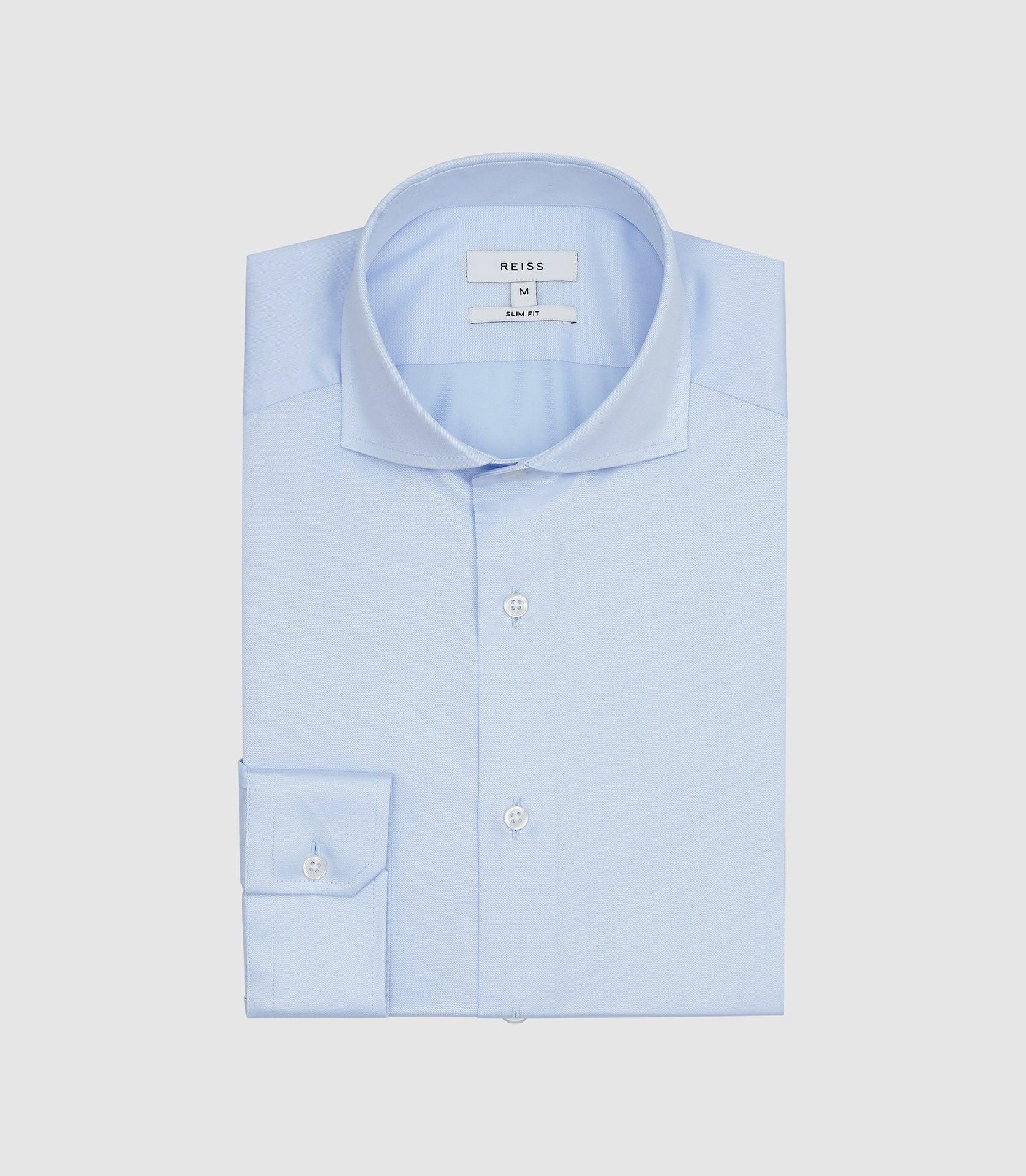 Reiss Cutaway Collar Slim Fit Shirt in Blue for Men Lyst