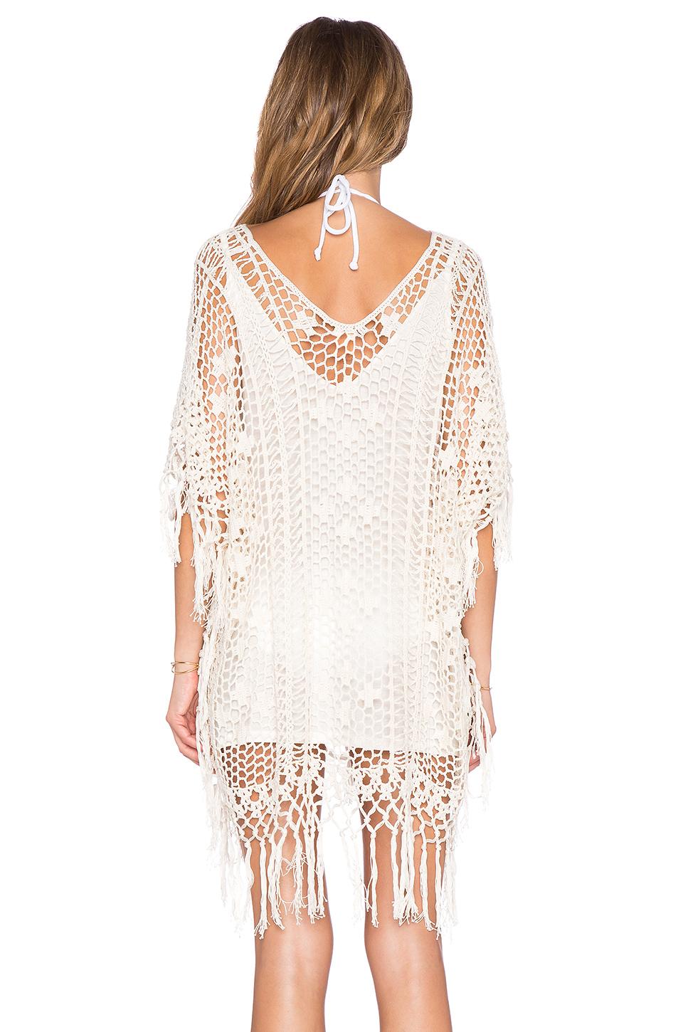 Lyst - Anna kosturova Tassel Long Poncho in Natural