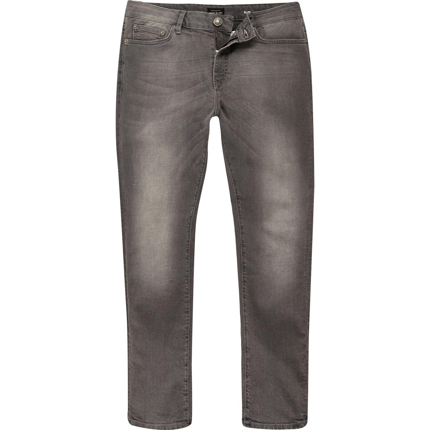 River island Big And Tall Grey Dylan Slim Fit Jeans in Gray for Men Lyst