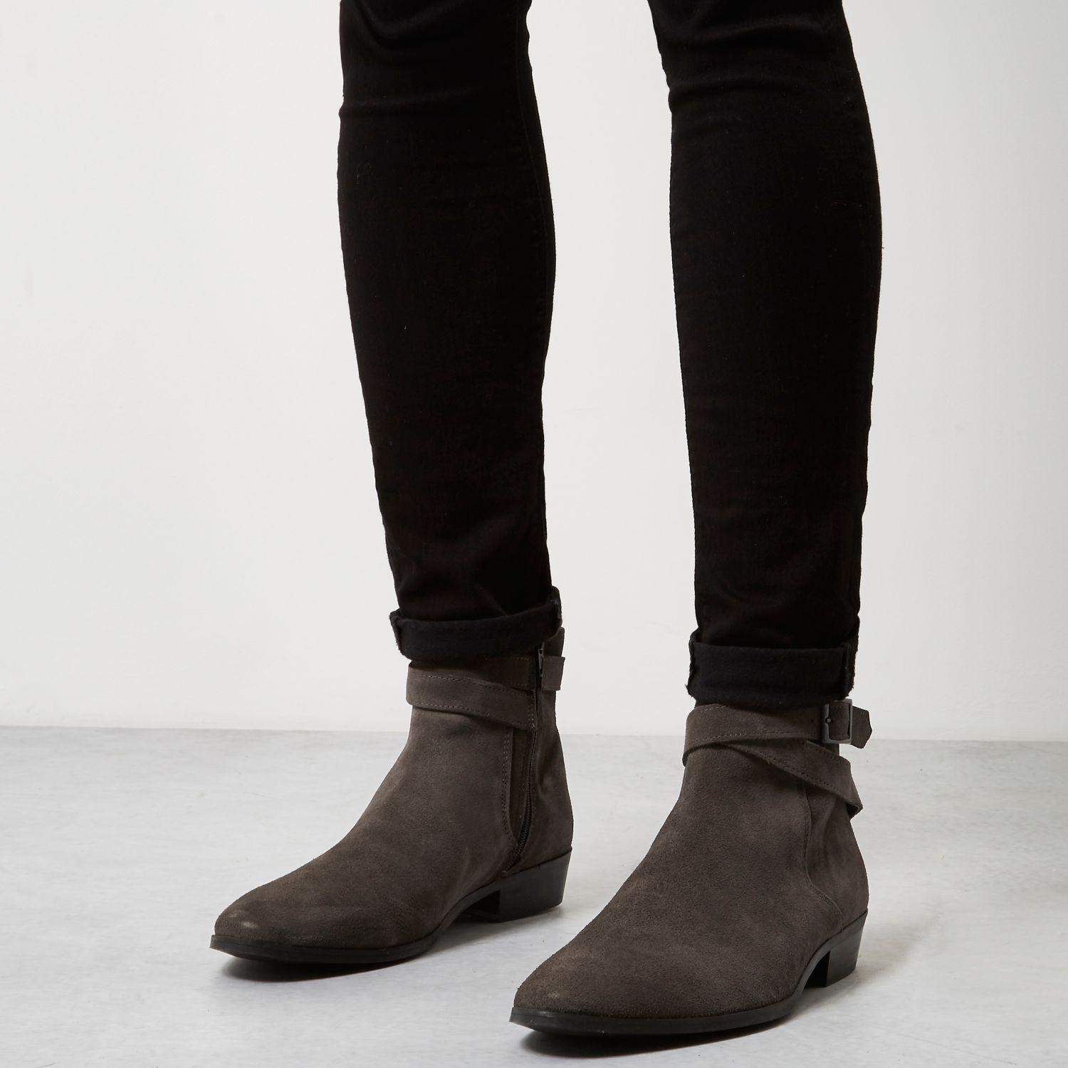 grey suede chelsea boots