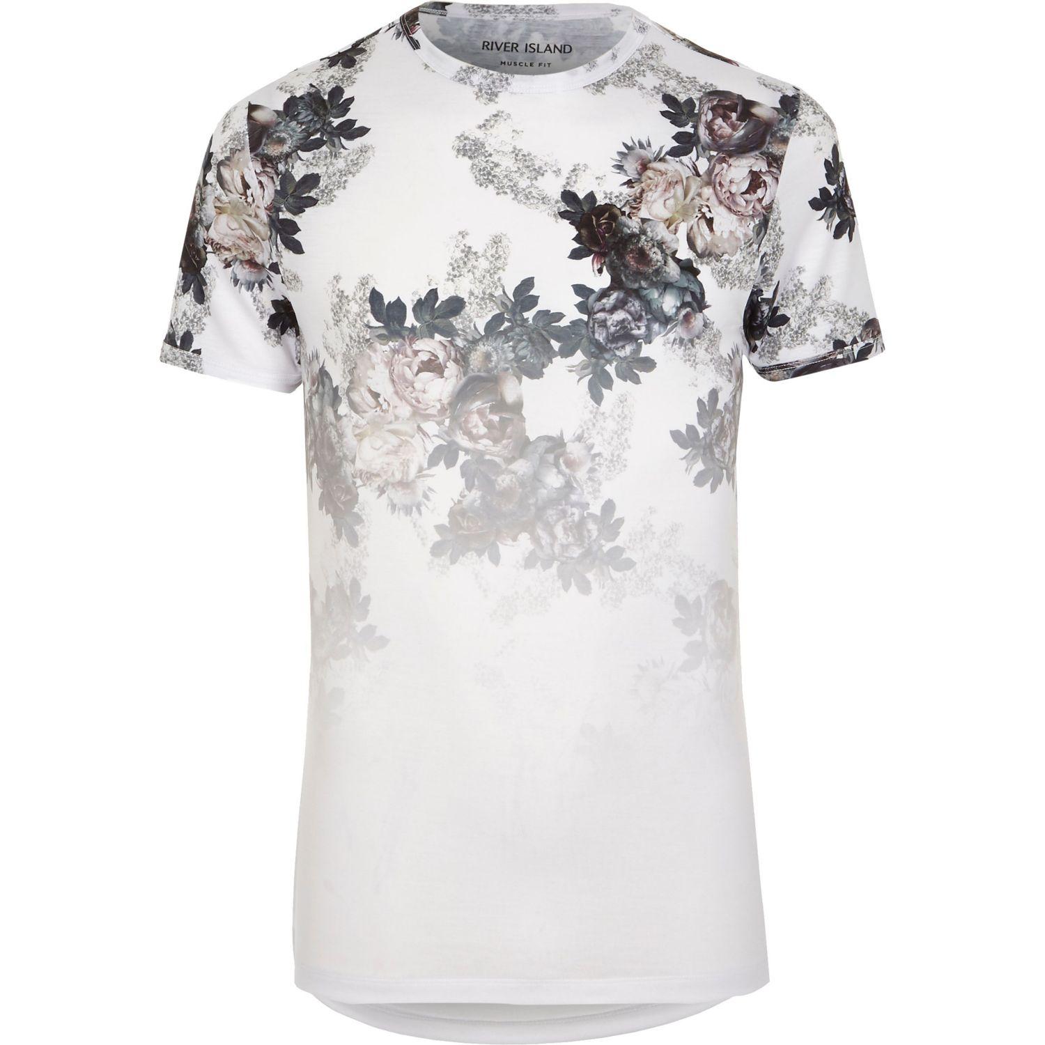 river island white floral fade print fit t shirt in white for lyst river island white floral fade print fit t shirt in white for lyst