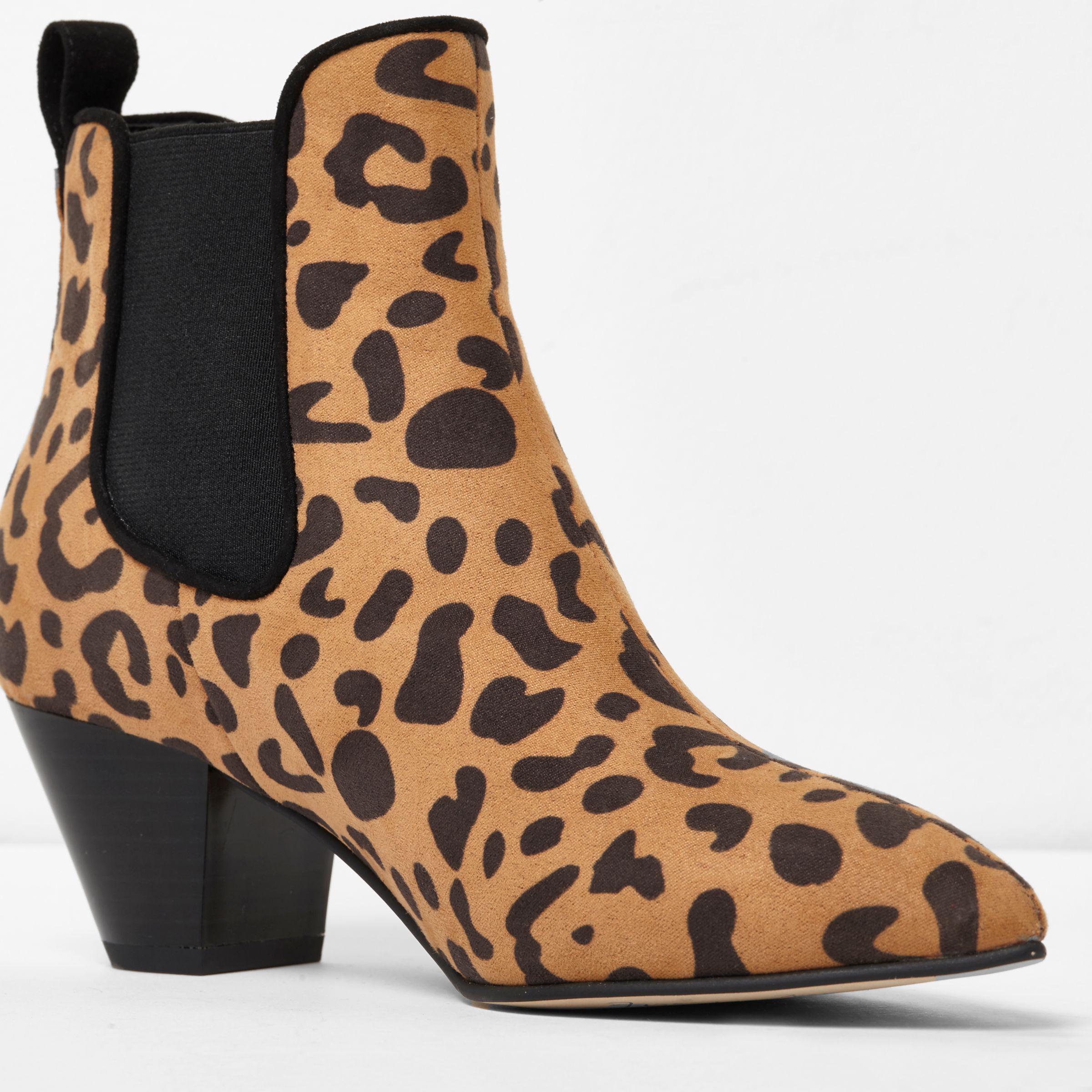 Lyst - River Island Beige Leopard Print Western Ankle Boots in Brown