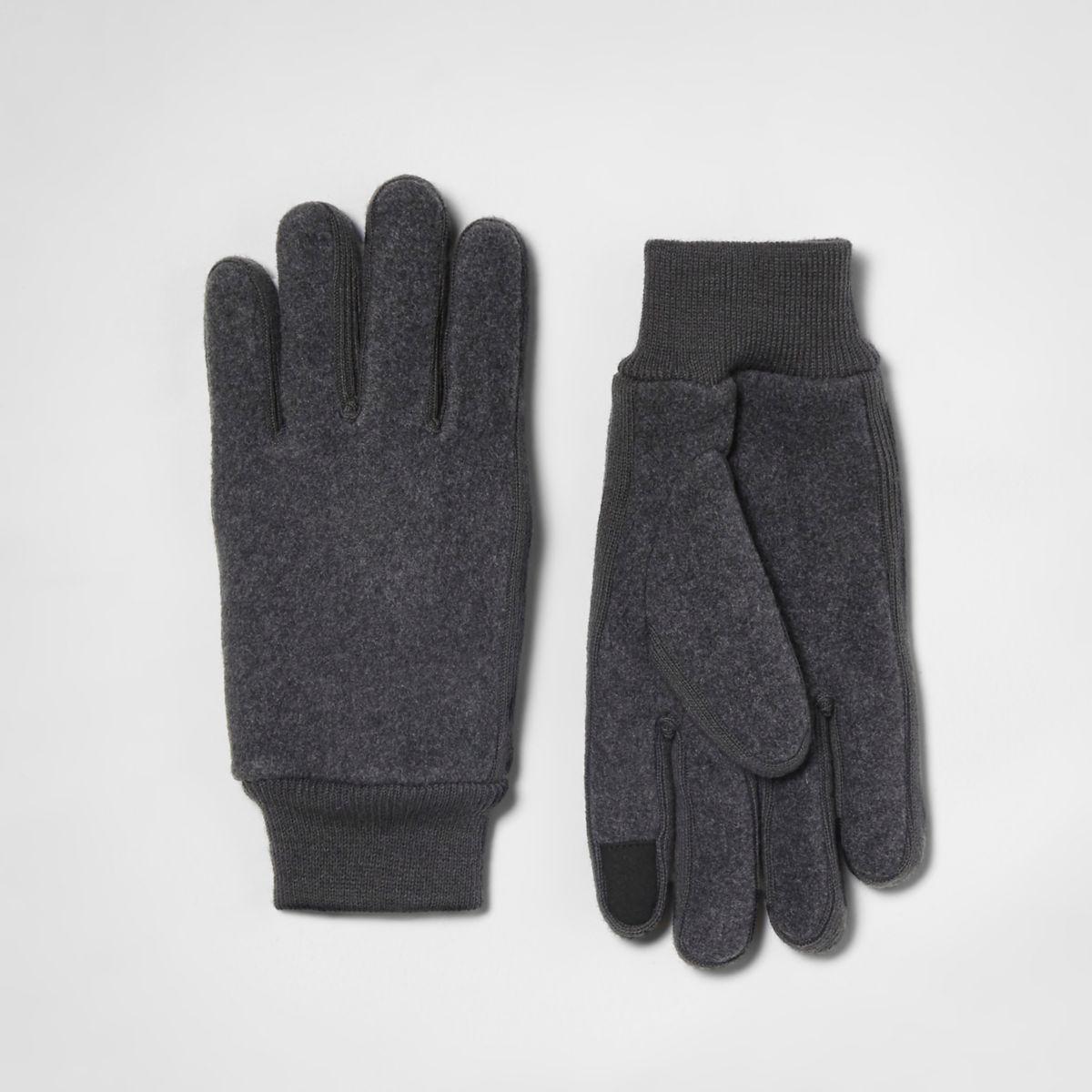 Lyst River Island Grey Fleece Knit Gloves in Gray for Men
