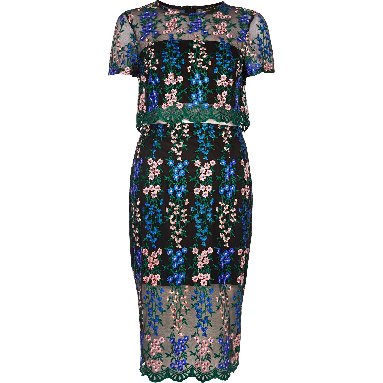 River Island Synthetic Black Floral Embroidered Dress Lyst