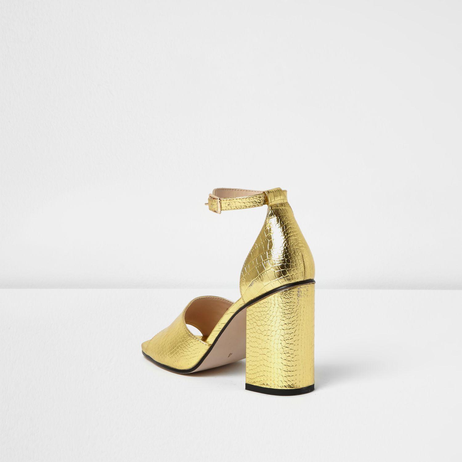 block heel yellow sandals