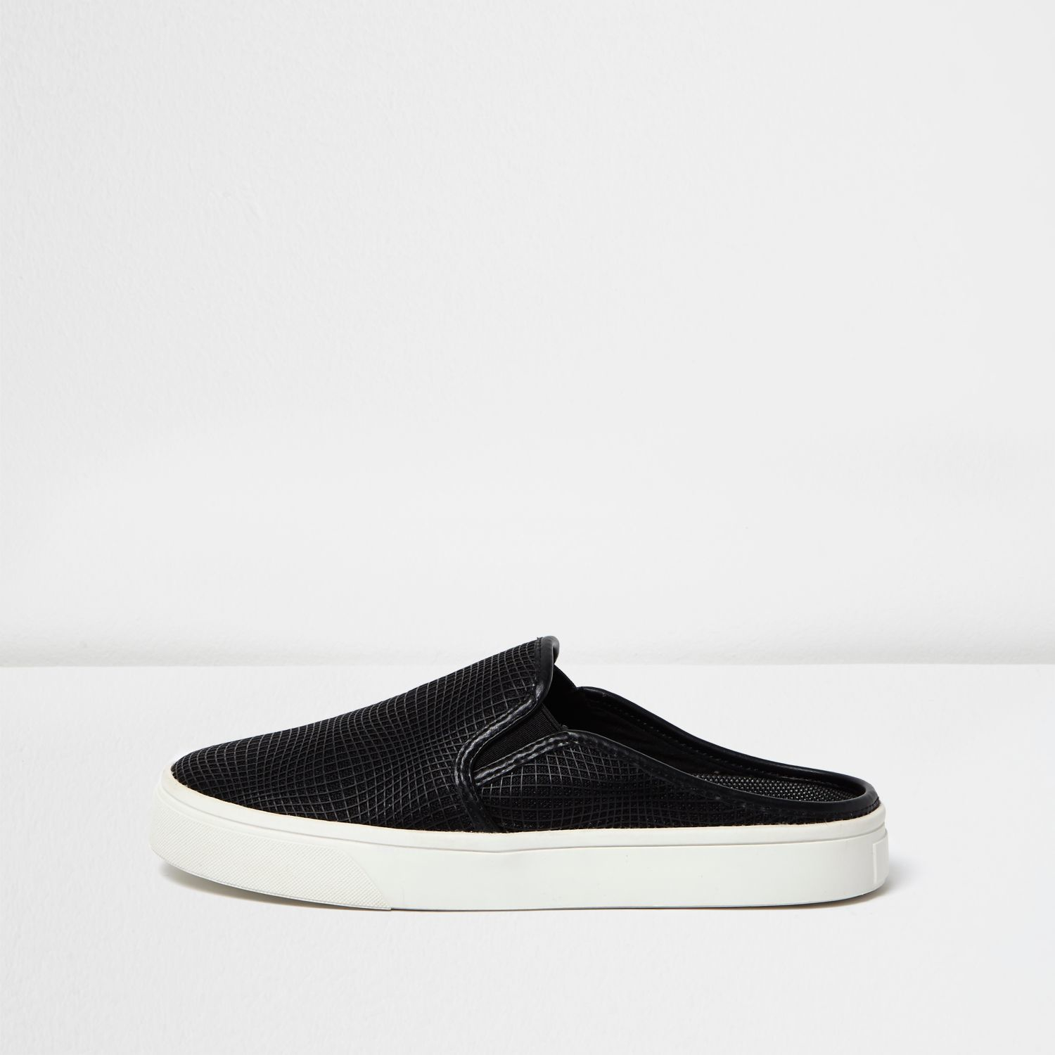 River island Black Textured Backless Plimsolls in Multicolor | Lyst