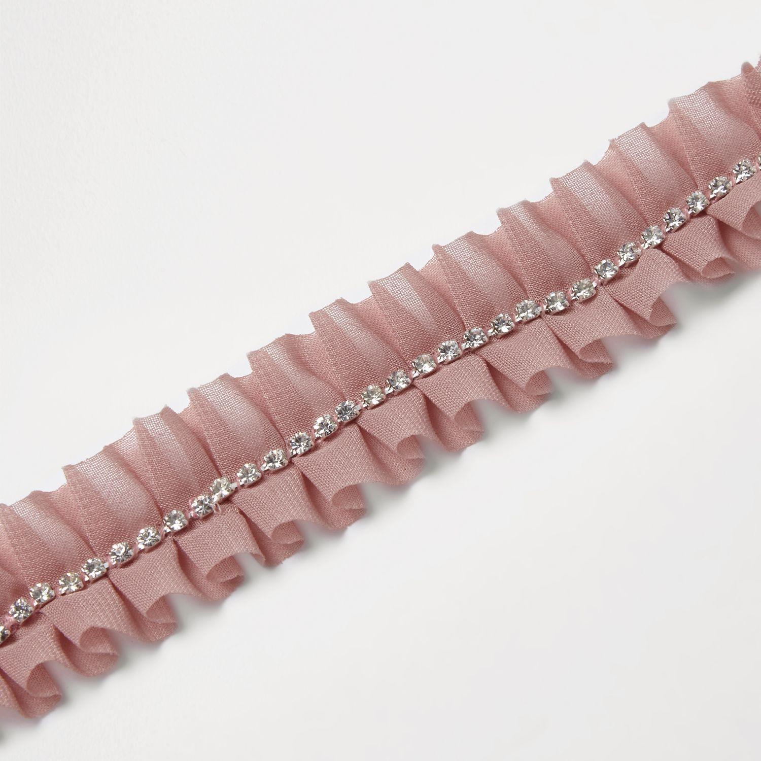river island light pink frill diamante choker in pink lyst river island light pink frill diamante choker in pink lyst