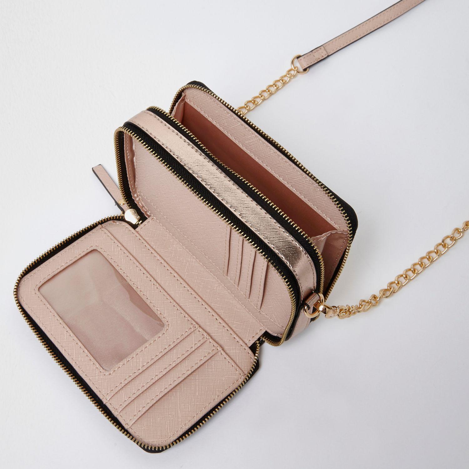 river island rose gold purse