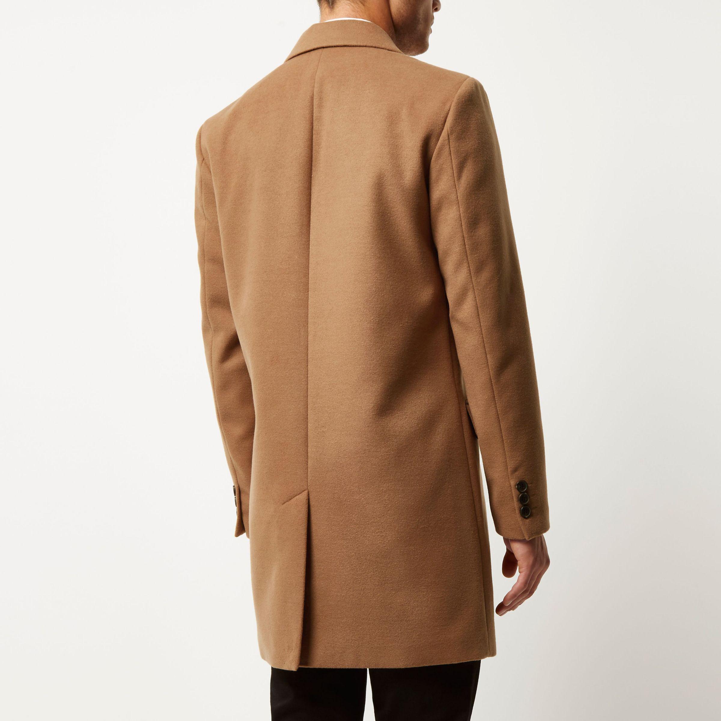 Lyst River Island Tan Smart Overcoat in Brown for Men