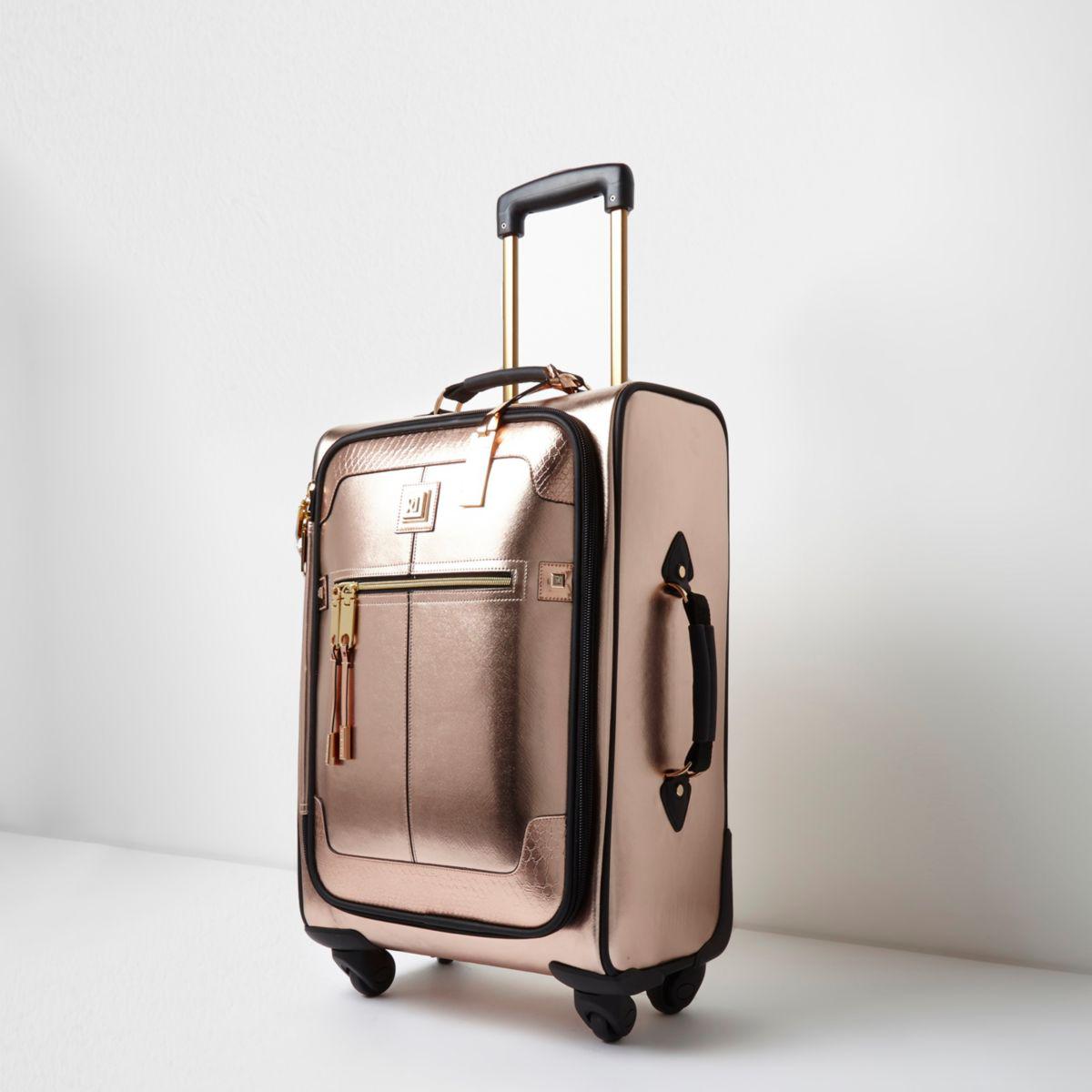 guess suitcase rose gold