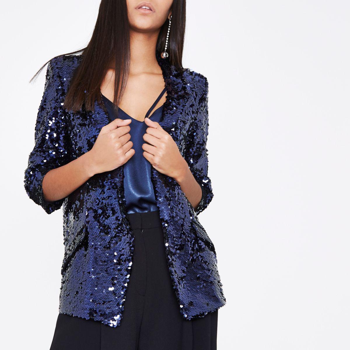 River island Dark Purple Sequin Embellished Blazer Dark Purple Sequin ...