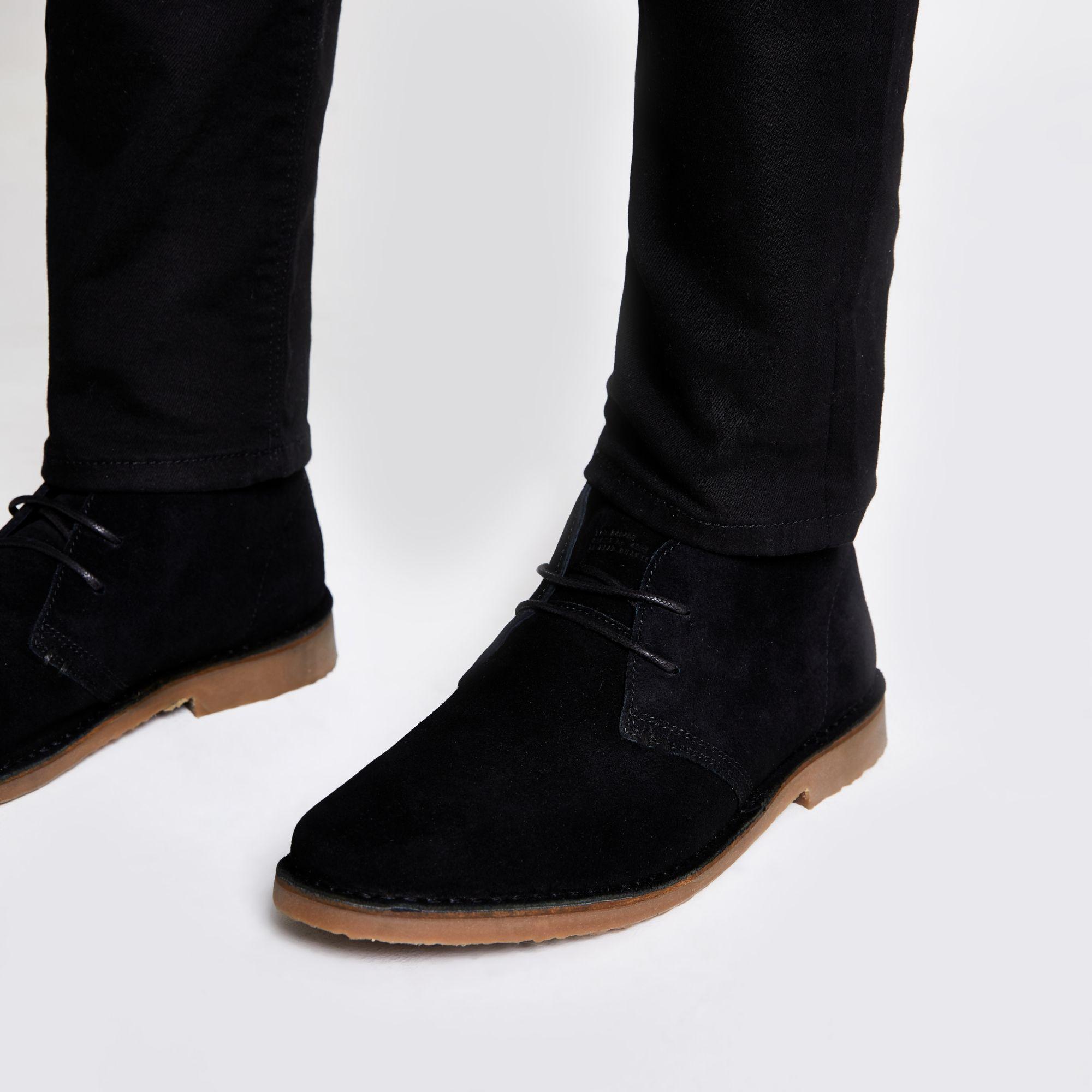 Lyst - River Island Suede Chukka Boots in Black for Men