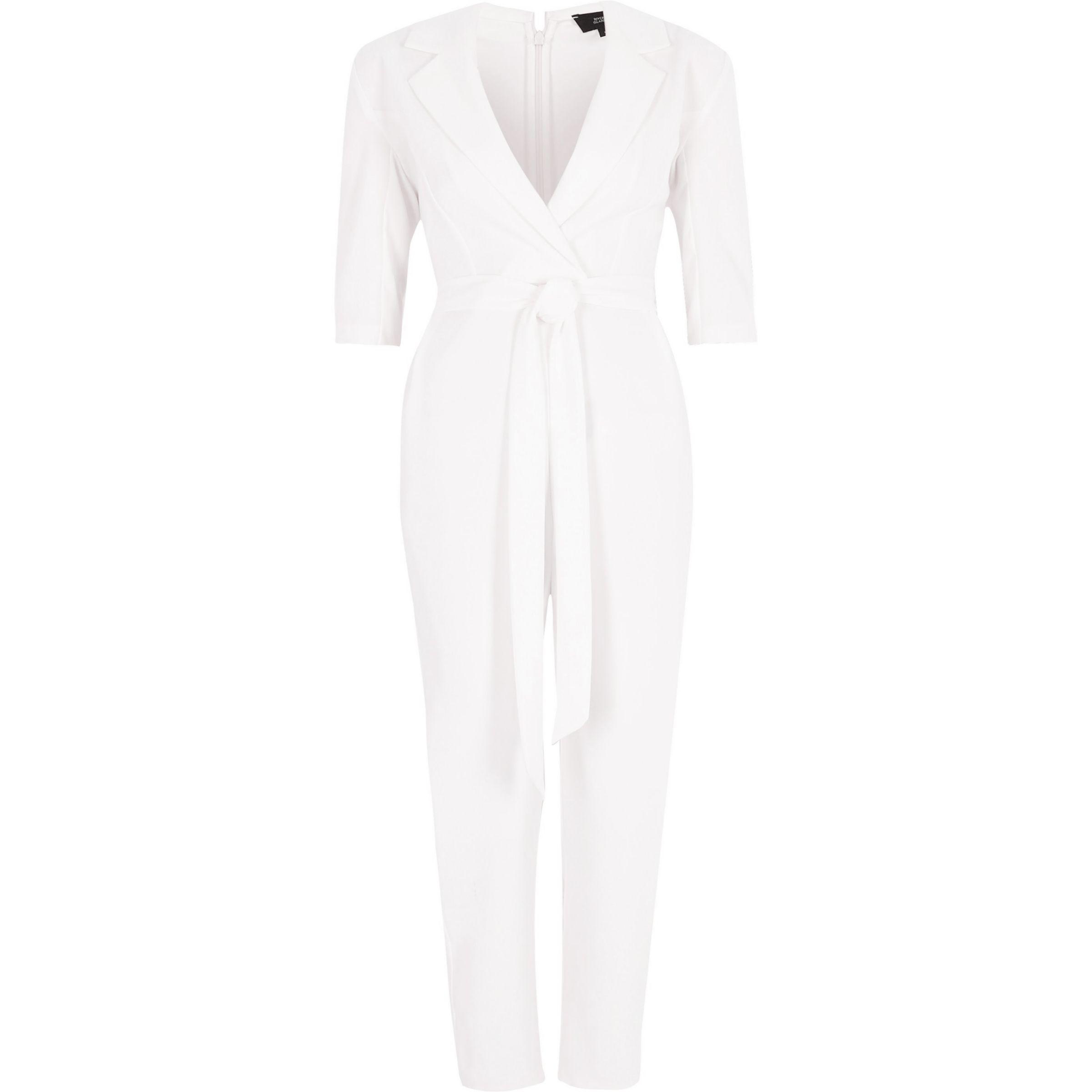 Lyst - River Island White Three Quarter Sleeve Tailored Jumpsuit in White
