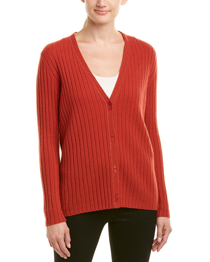Lyst - Lafayette 148 New York Ribbed Cashmere Cardigan in Red