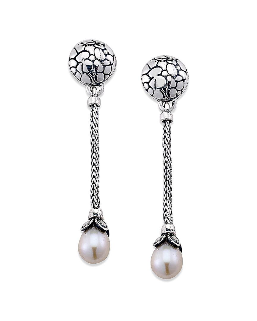 Samuel B. Silver 7mm Pearl Drop Earrings In Metallic - Lyst