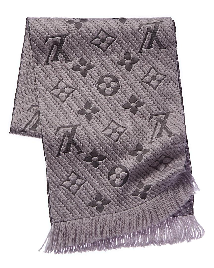 Louis Vuitton Grey Wool-blend Lurex Logomania Scarf in Gray - Lyst