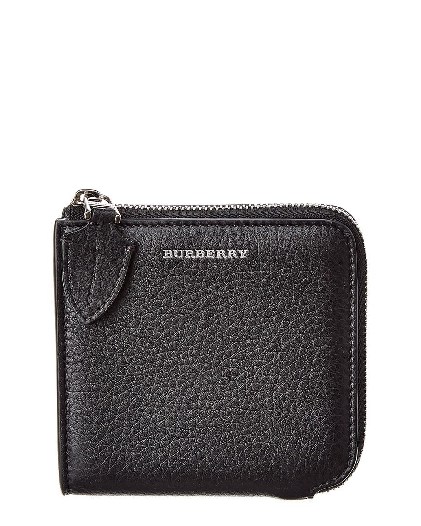 Lyst - Burberry Square Leather Zip Around Wallet in Black