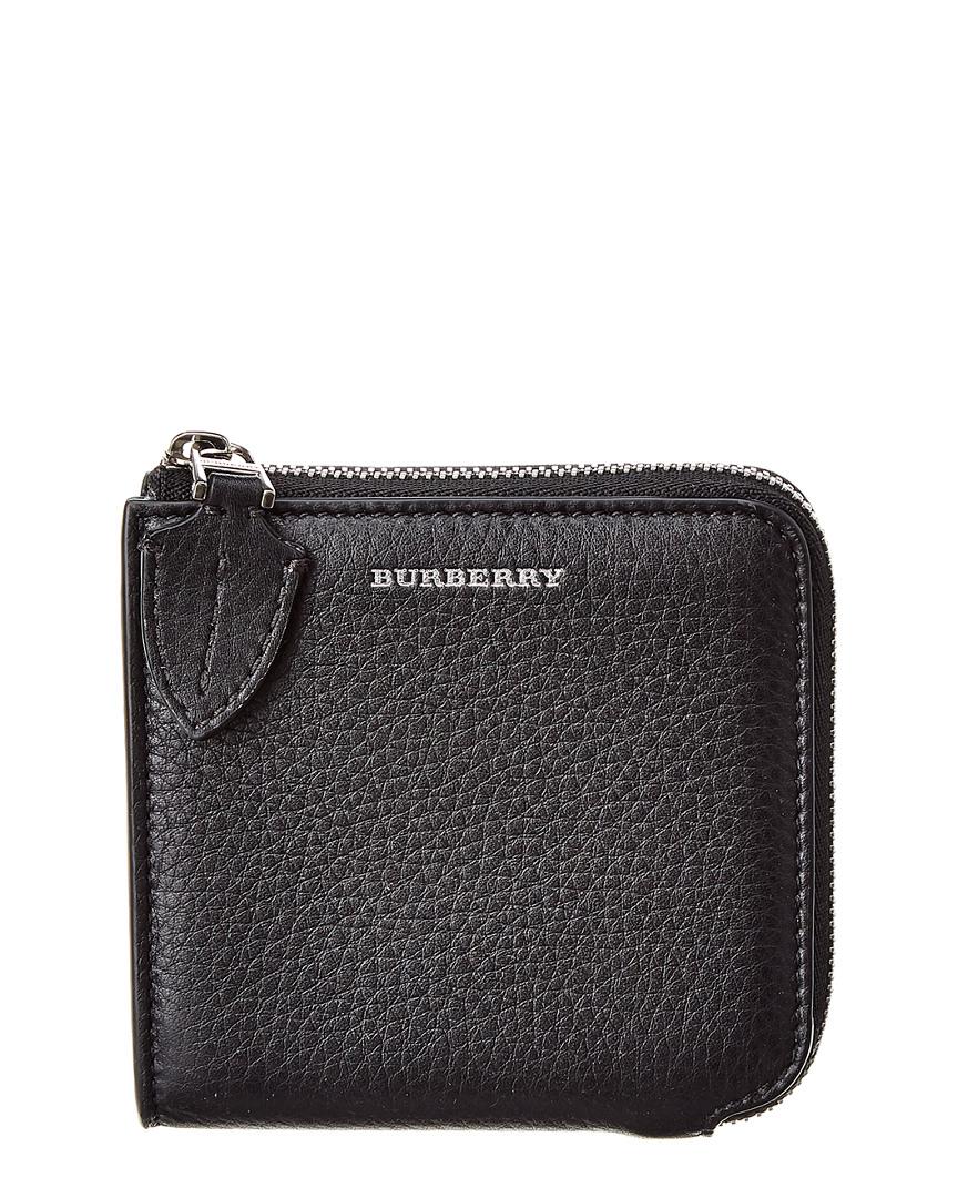 Lyst Burberry Square Leather Zip Around Wallet in Black
