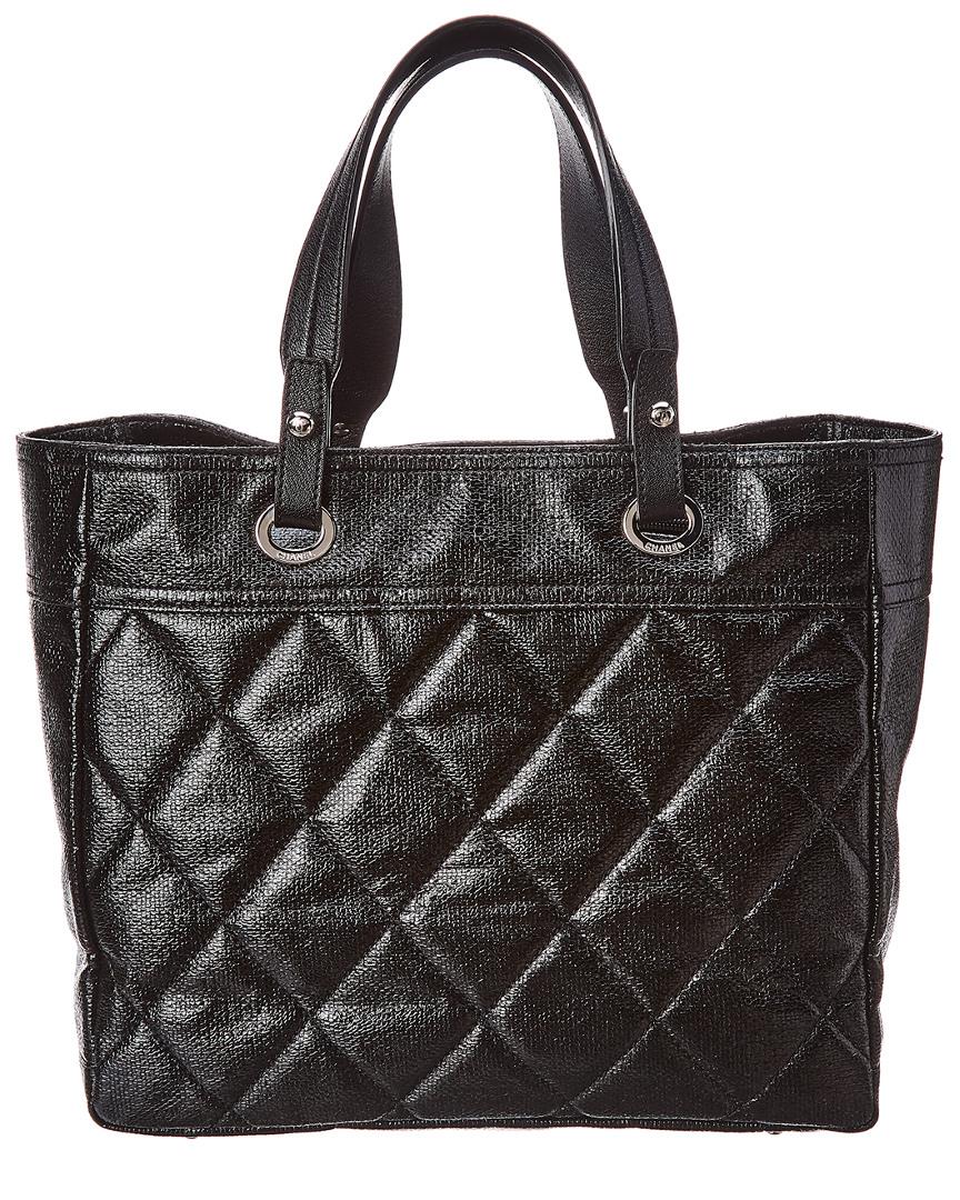 Lyst Chanel Black Quilted Leather Tote In