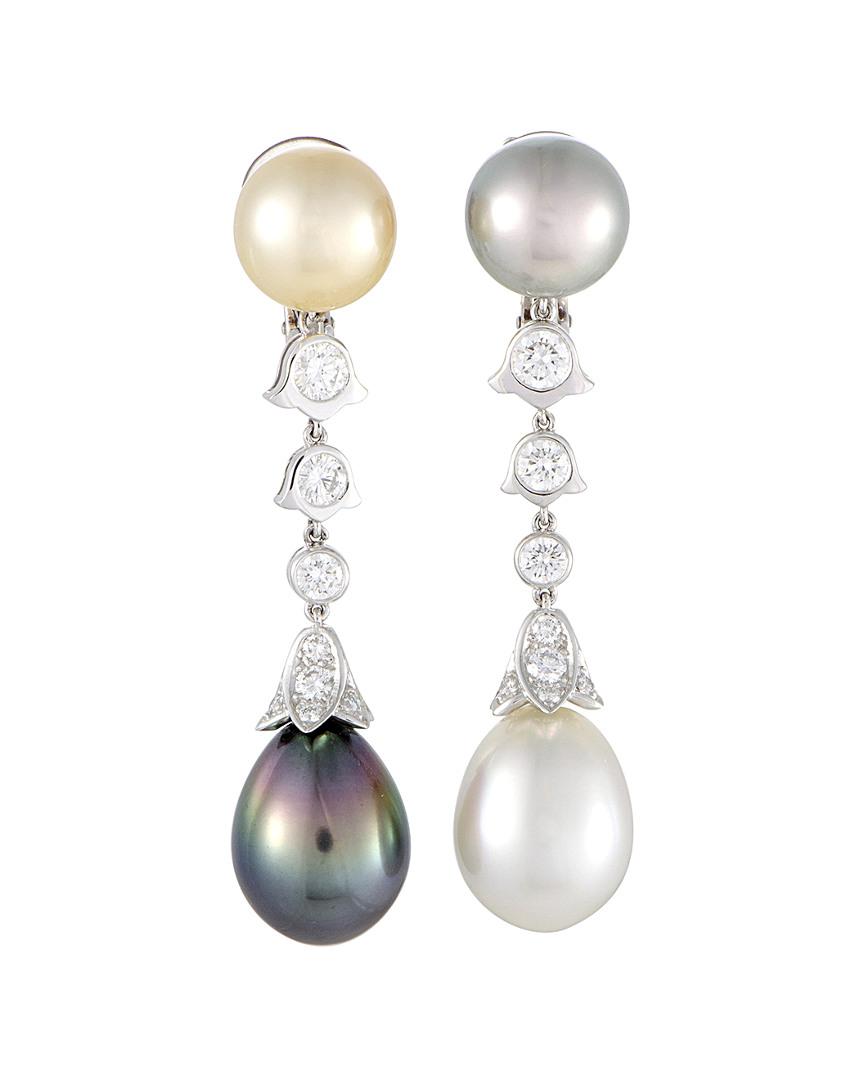 Lyst Cartier Platinum Pearl Drop Earrings Save Cartier Women S Platinum Pearl Drop Earrings