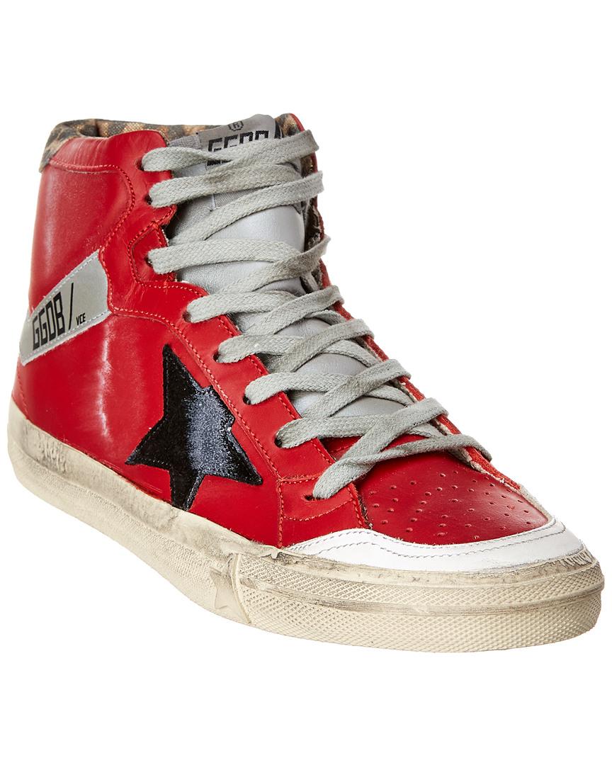 Golden Goose Deluxe Brand High Top Leather Sneaker in Red - Lyst