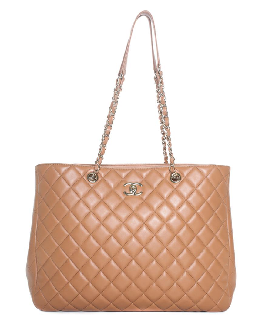 Lyst Chanel Beige Quilted Leather Turnlock Tote Never Carried In Chanel Women S Natural Beige Quilted Leather Turnlock Tote