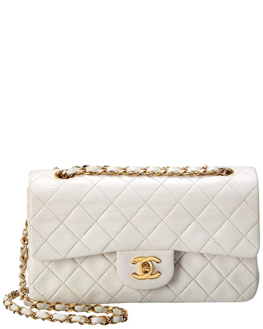 Lyst Chanel White Quilted Lambskin Leather Medium Double Flap Bag in White