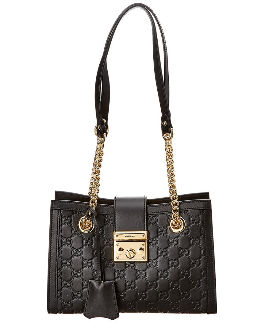 Lyst - Gucci Padlock Signature Medium Leather Shoulder Bag in Black