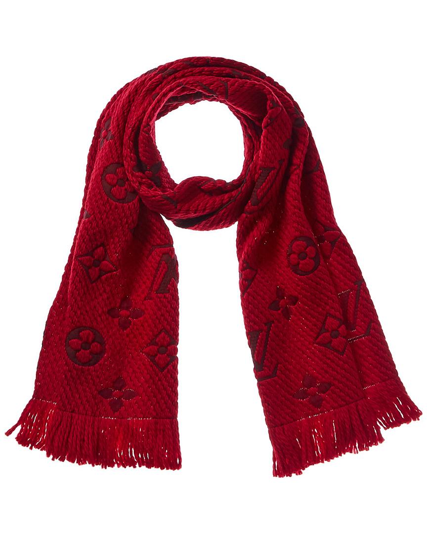 Louis Vuitton Red Wool-blend Lurex Logomania Scarf in Red - Lyst