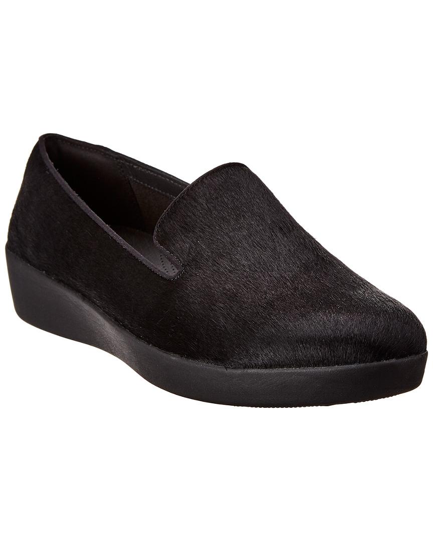 Fitflop Leather Audrey Faux-pony Smoking Slipper in Black - Lyst