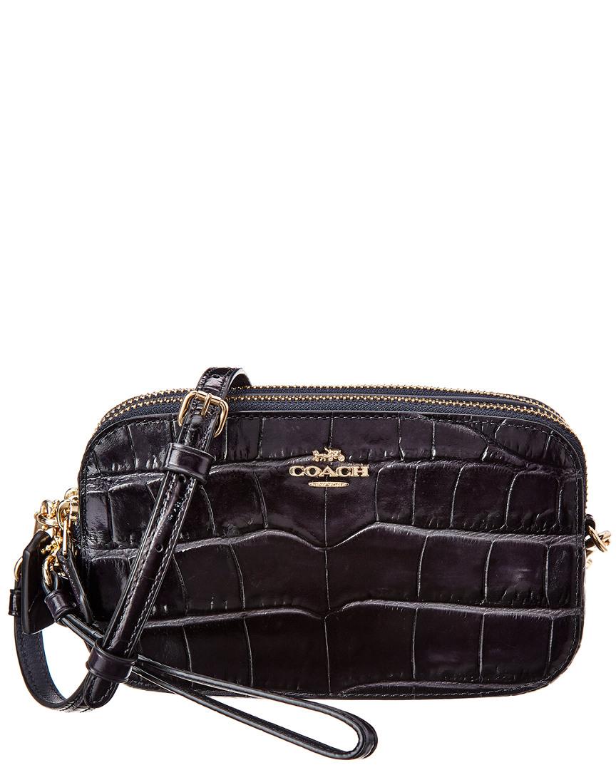 COACH Croc-embossed Leather Crossbody in Blue - Lyst